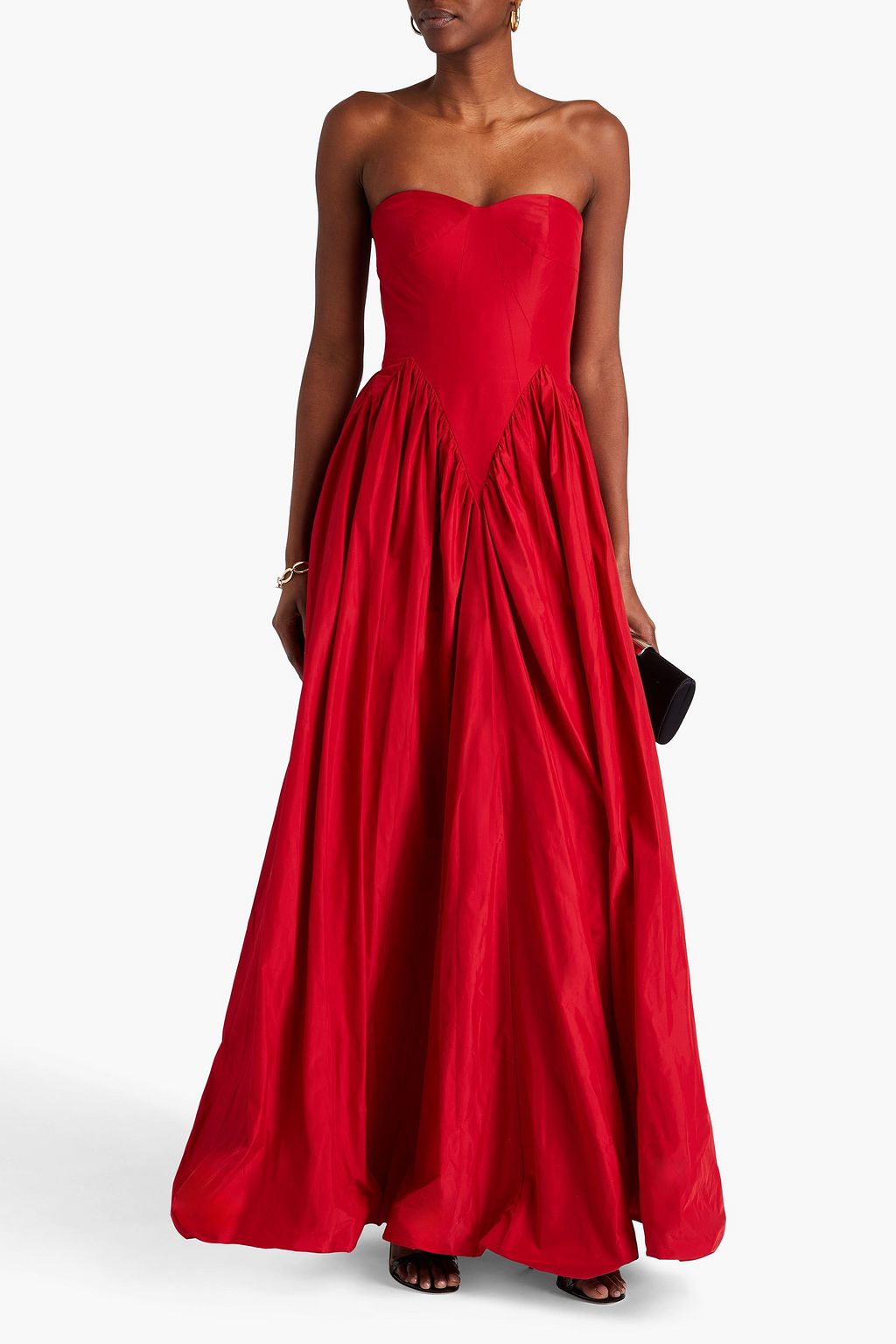 ZAC POSEN タフタ ロングドレス ストラップレス