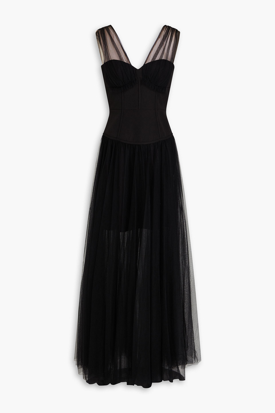 ZAC POSEN PLEATED TULLE AND JERSEY GOWN