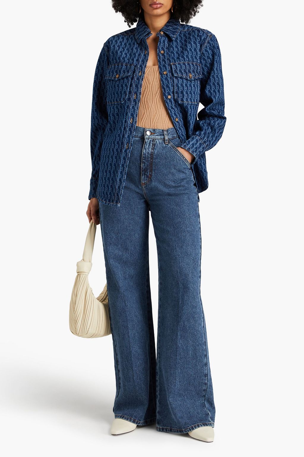 VICTORIA BECKHAM Logo-print denim shirt