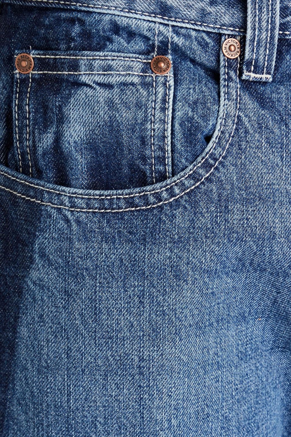 VICTORIA BECKHAM Cropped two-tone high-rise straight-leg jeans