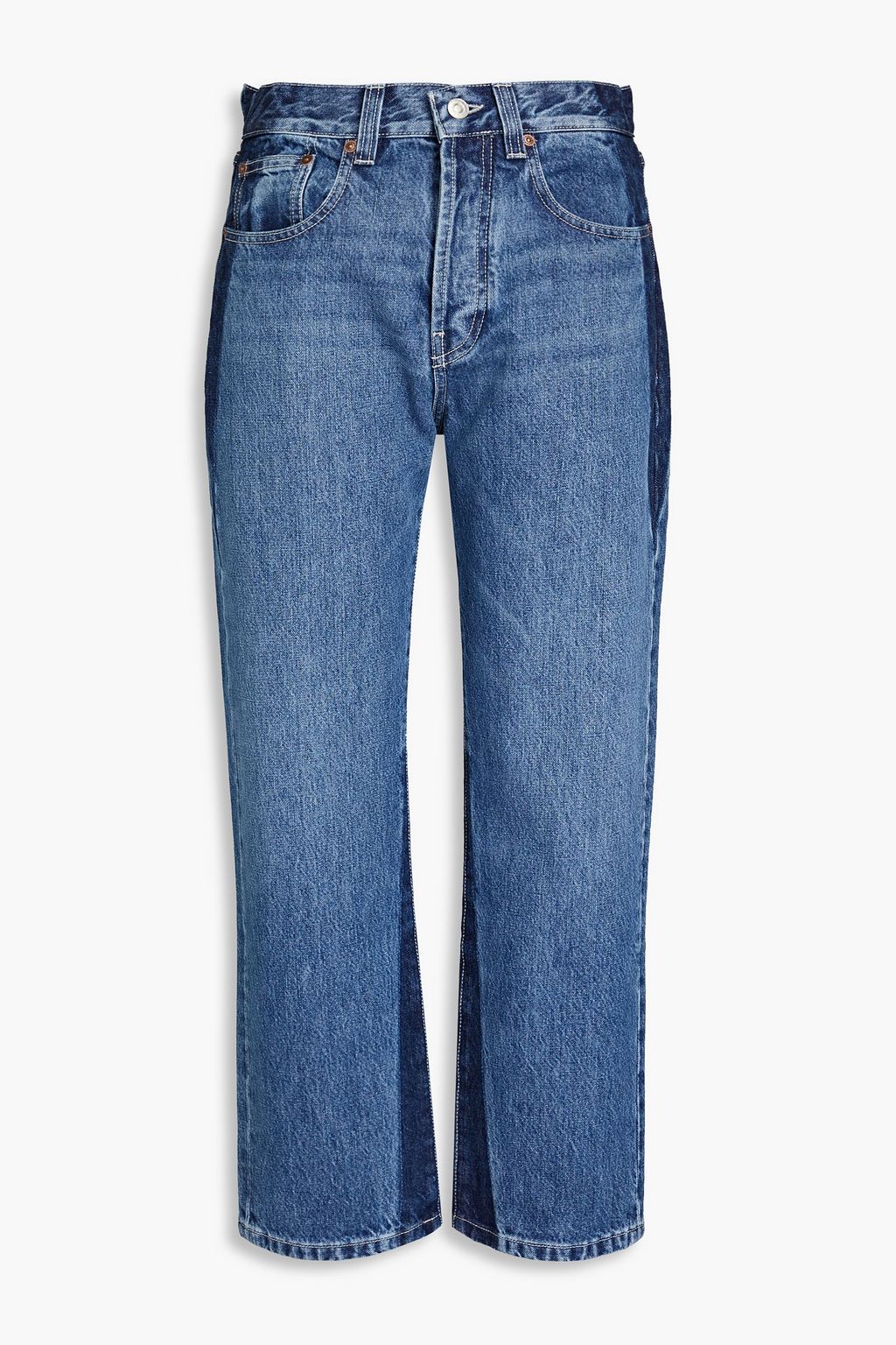 VICTORIA BECKHAM Cropped two-tone high-rise straight-leg jeans | THE OUTNET