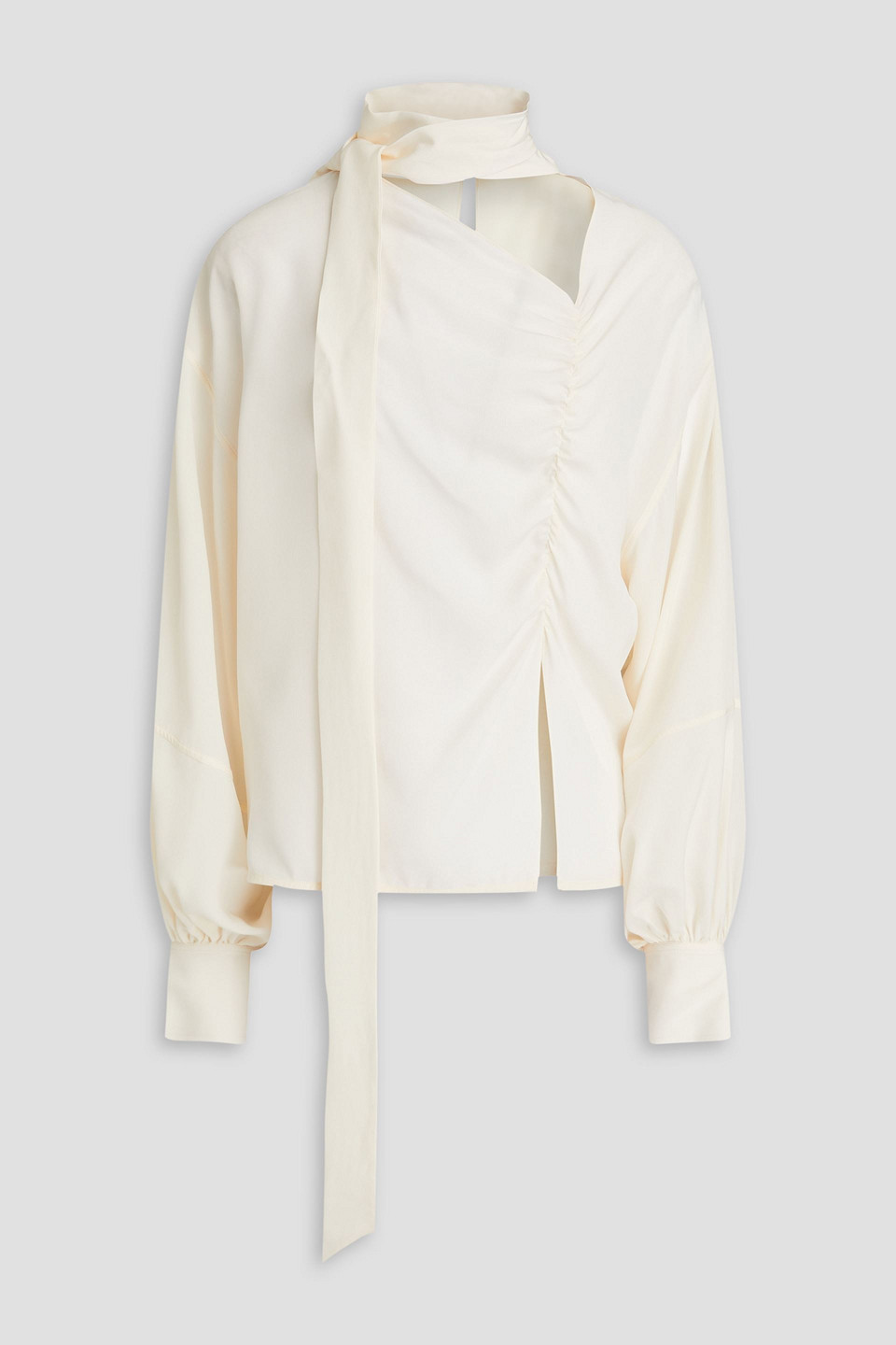 Victoria Beckham - Pussy-bow cutout silk crepe de chine blouse - White - UK 14