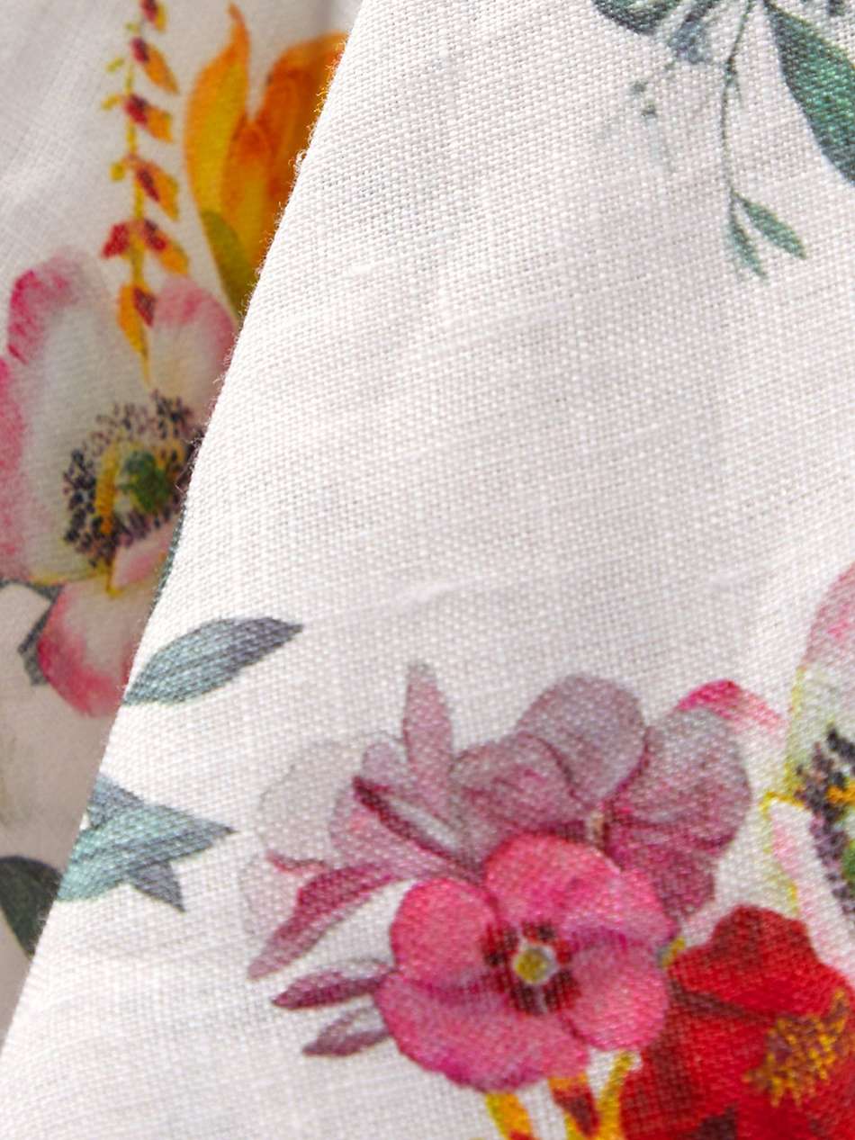asymmetric ruffled floral-print linen midi wrap dress