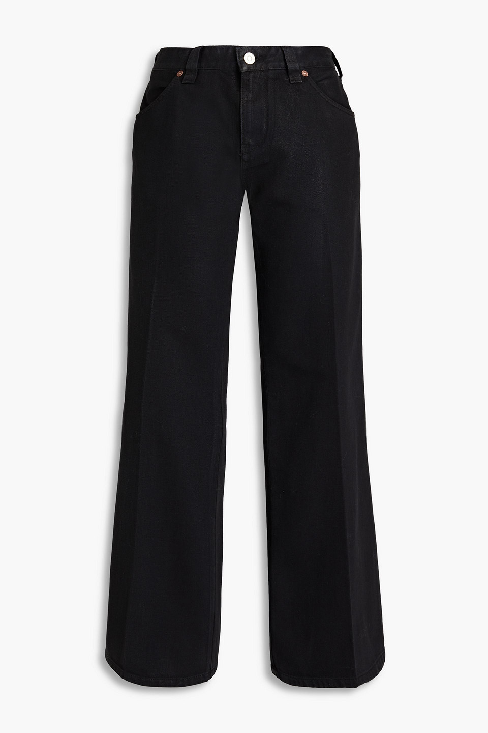 Victoria Beckham Coated Mid-rise Flared Jeans In Black