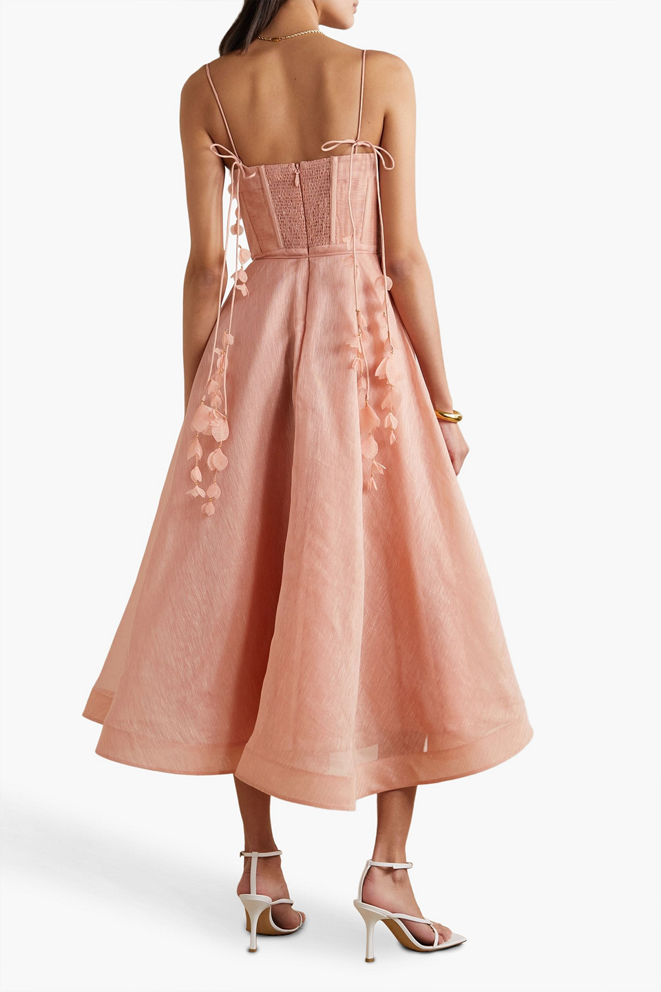 Zimmermann Floral-appliqud linen and silk-blend midi dress | Smart Closet