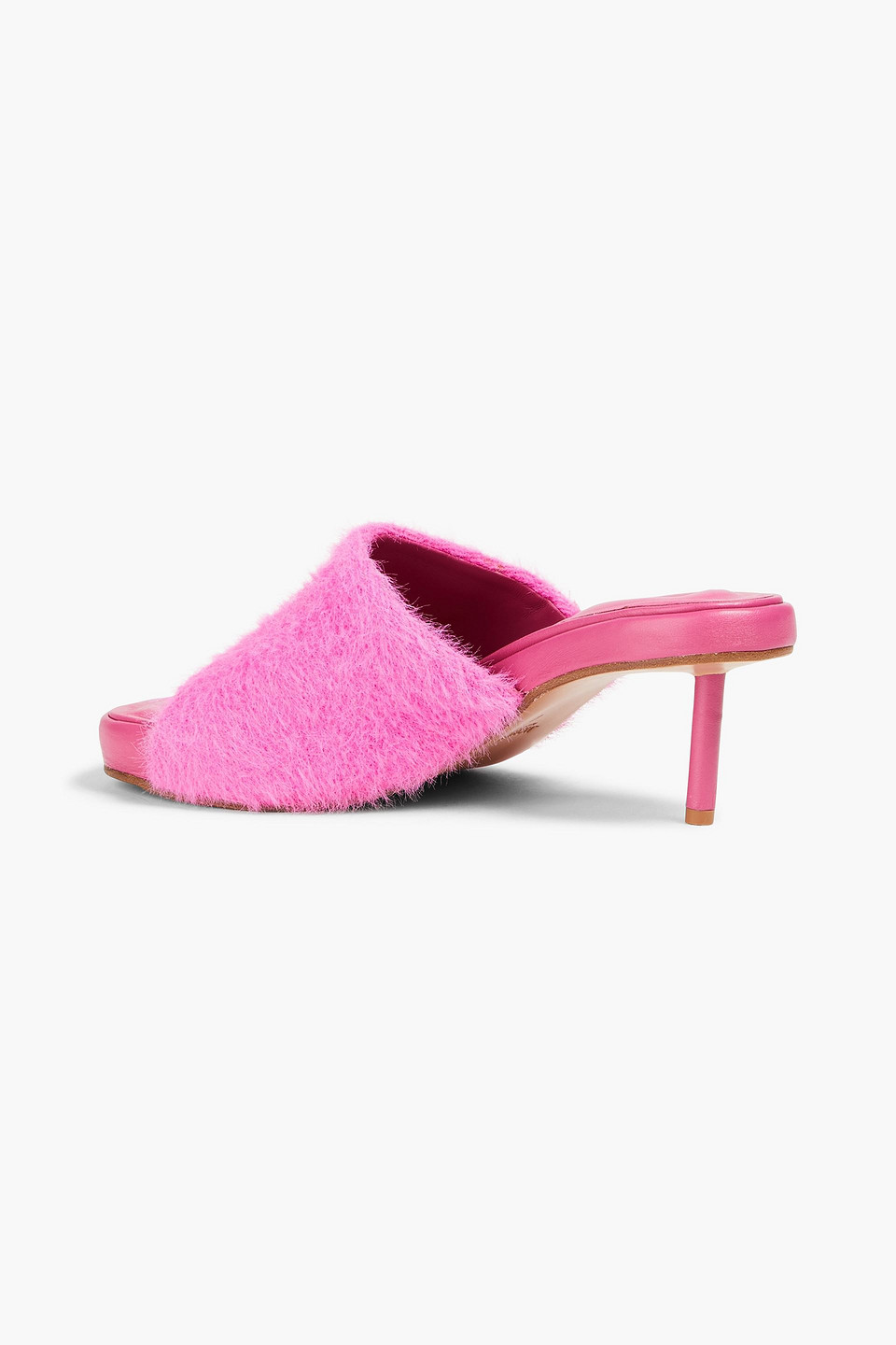 Shop Jacquemus Argilla Knitted Mules In Fuchsia