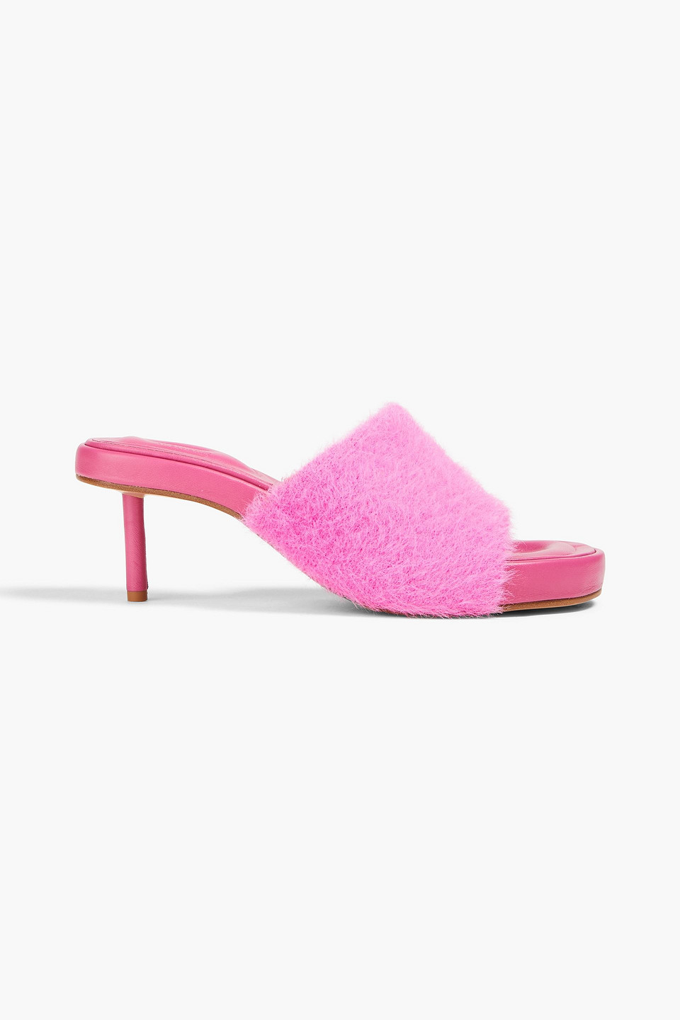 Shop Jacquemus Argilla Knitted Mules In Fuchsia