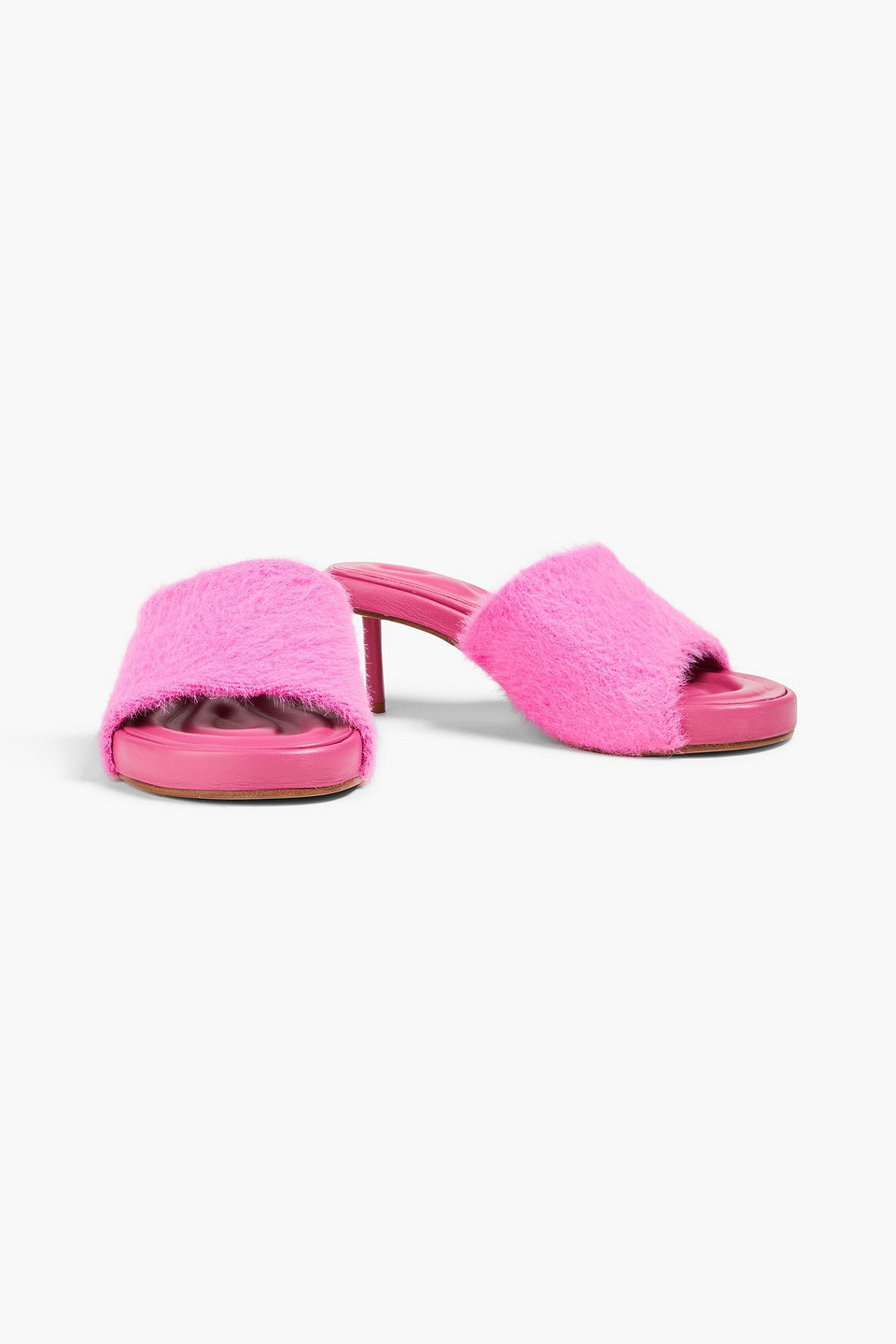 Shop Jacquemus Argilla Knitted Mules In Fuchsia