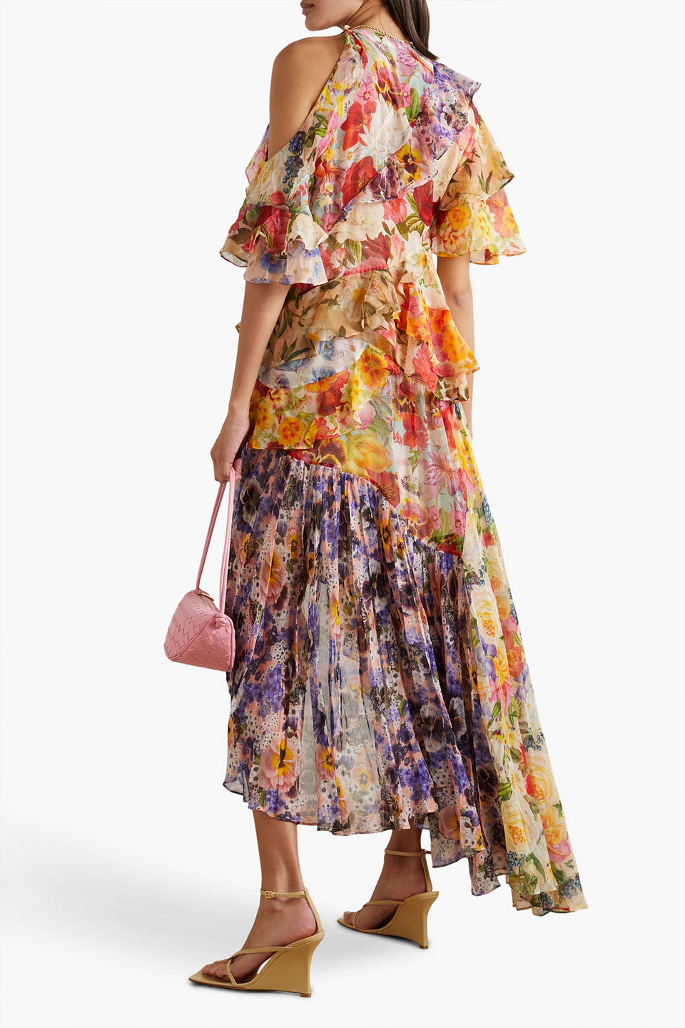 Zimmermann Tiered Floral-print Gauze Maxi Dress In Saffron