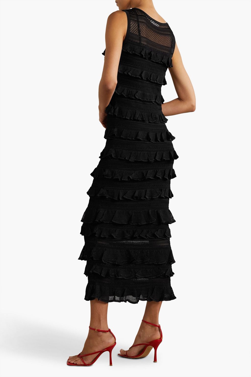 ZIMMERMANN Ruffled pointelle-knit midi dress