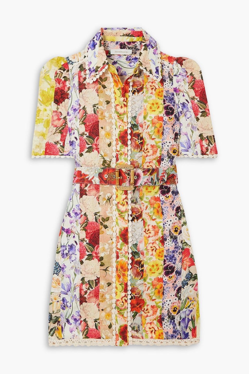 + NET SUSTAIN Rae floral-print linen mini shirt dress