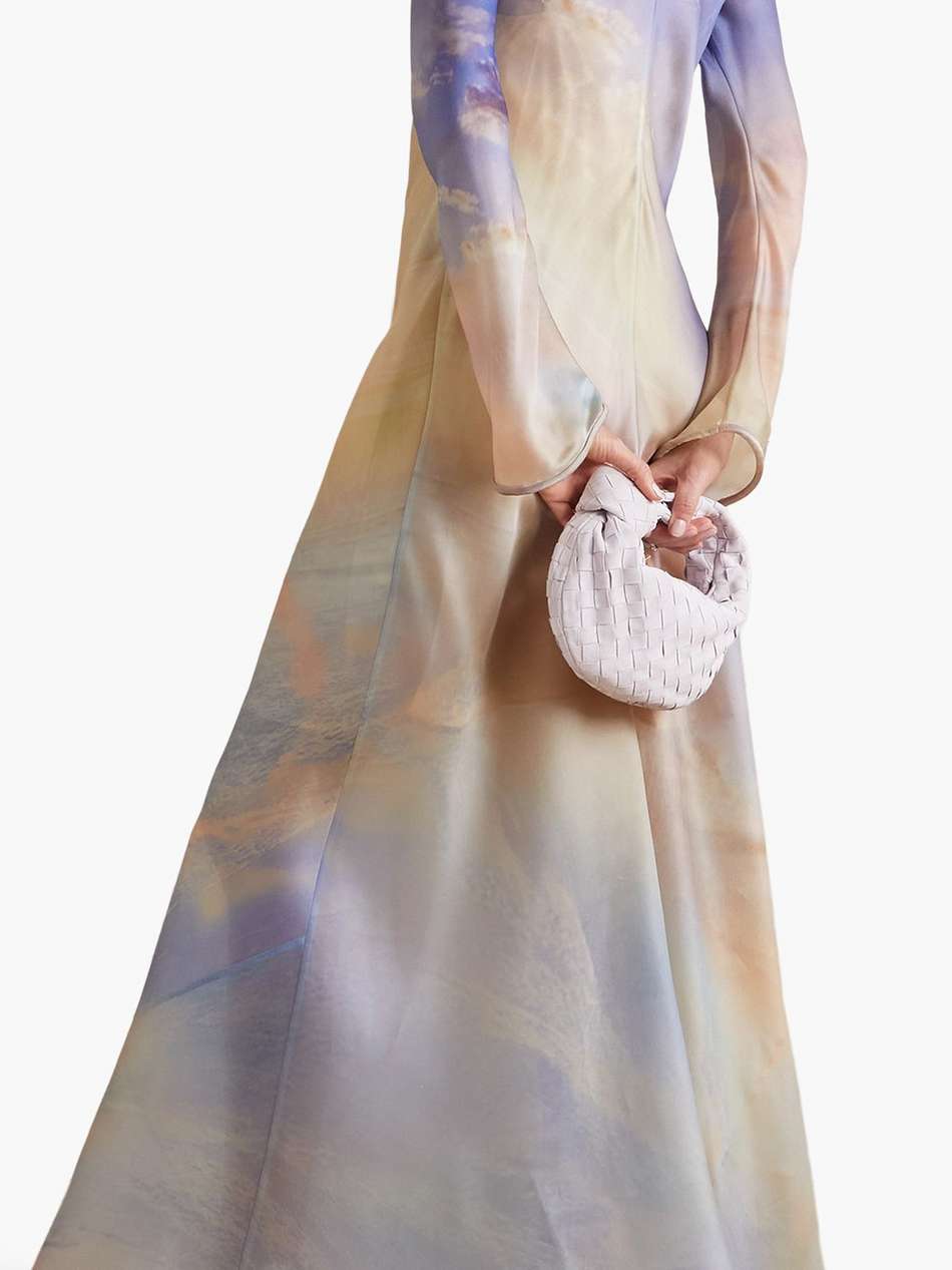 tama printed silk-organza gown