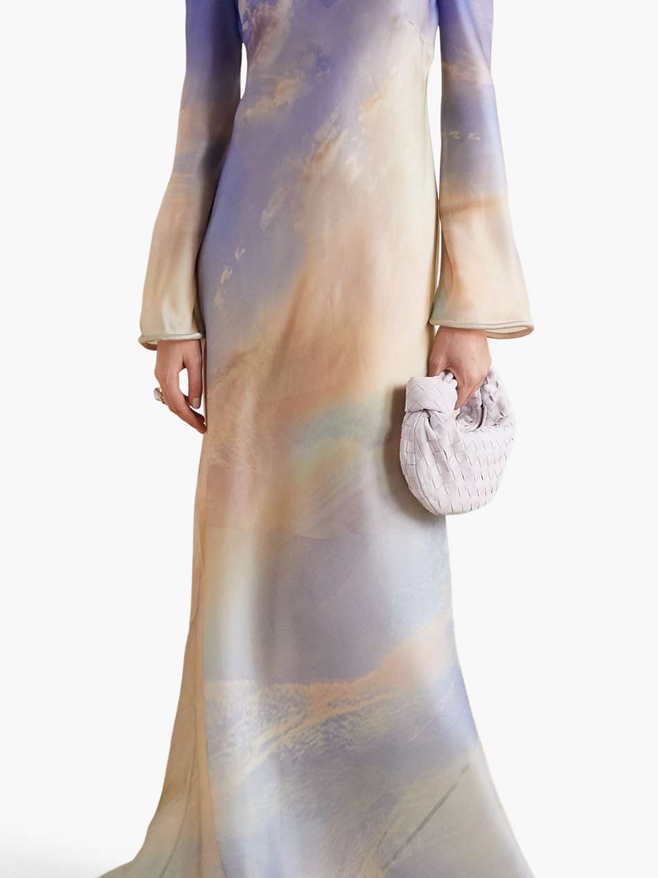 tama printed silk-organza gown