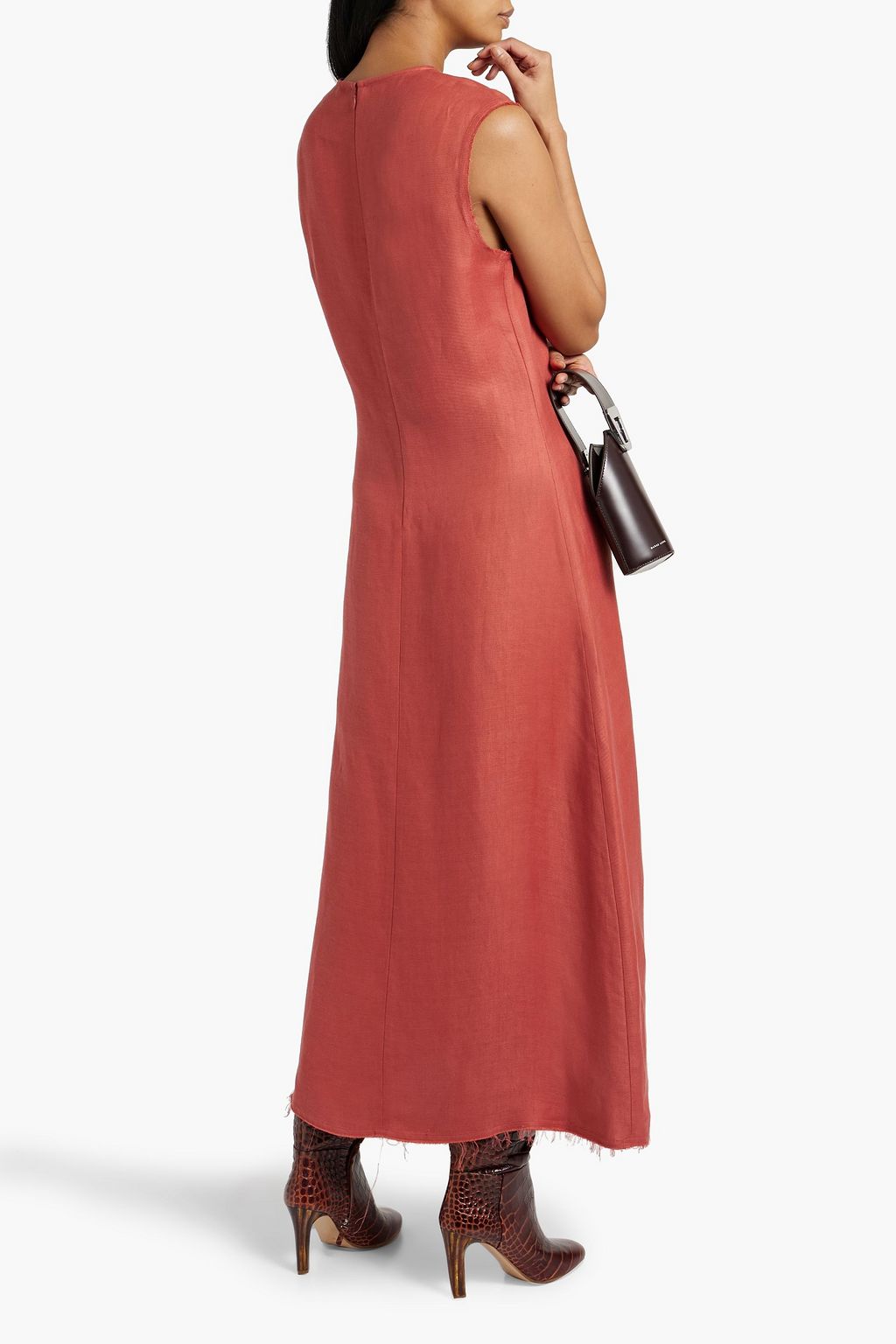 LOULOU STUDIO Sonora frayed linen-blend twill maxi dress