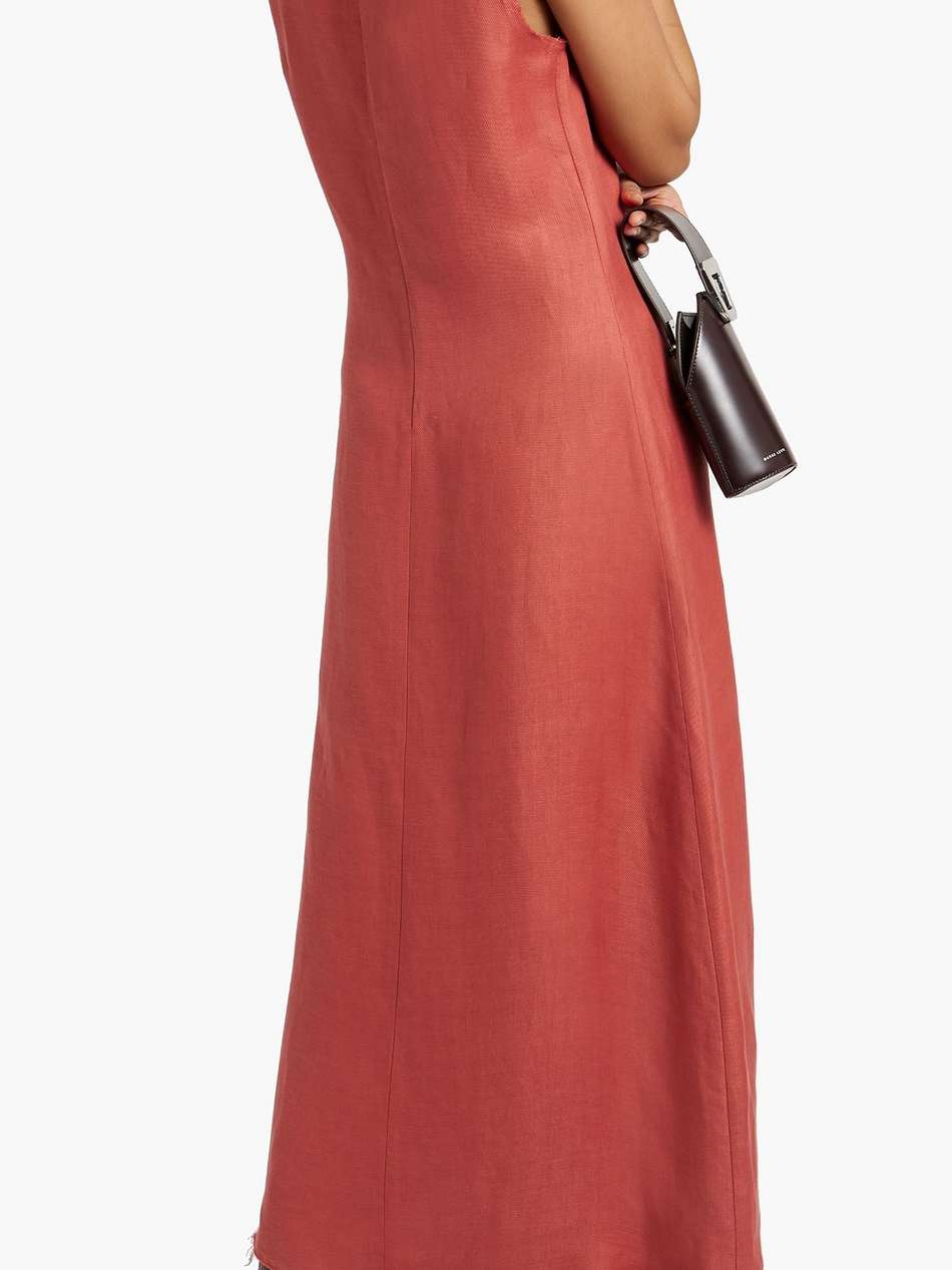 sonora frayed linen-blend twill maxi dress