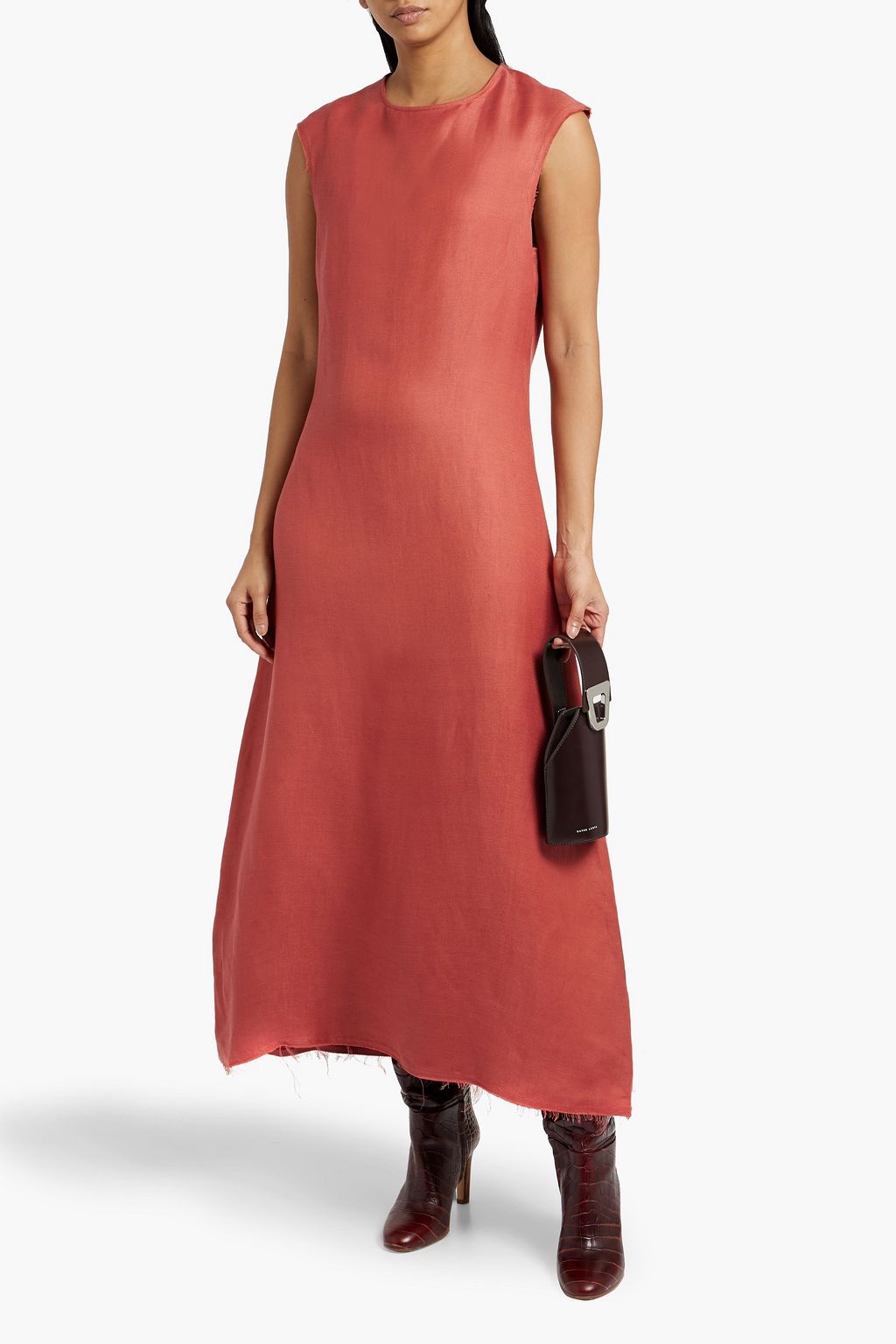 LOULOU STUDIO Sonora frayed linen-blend twill maxi dress