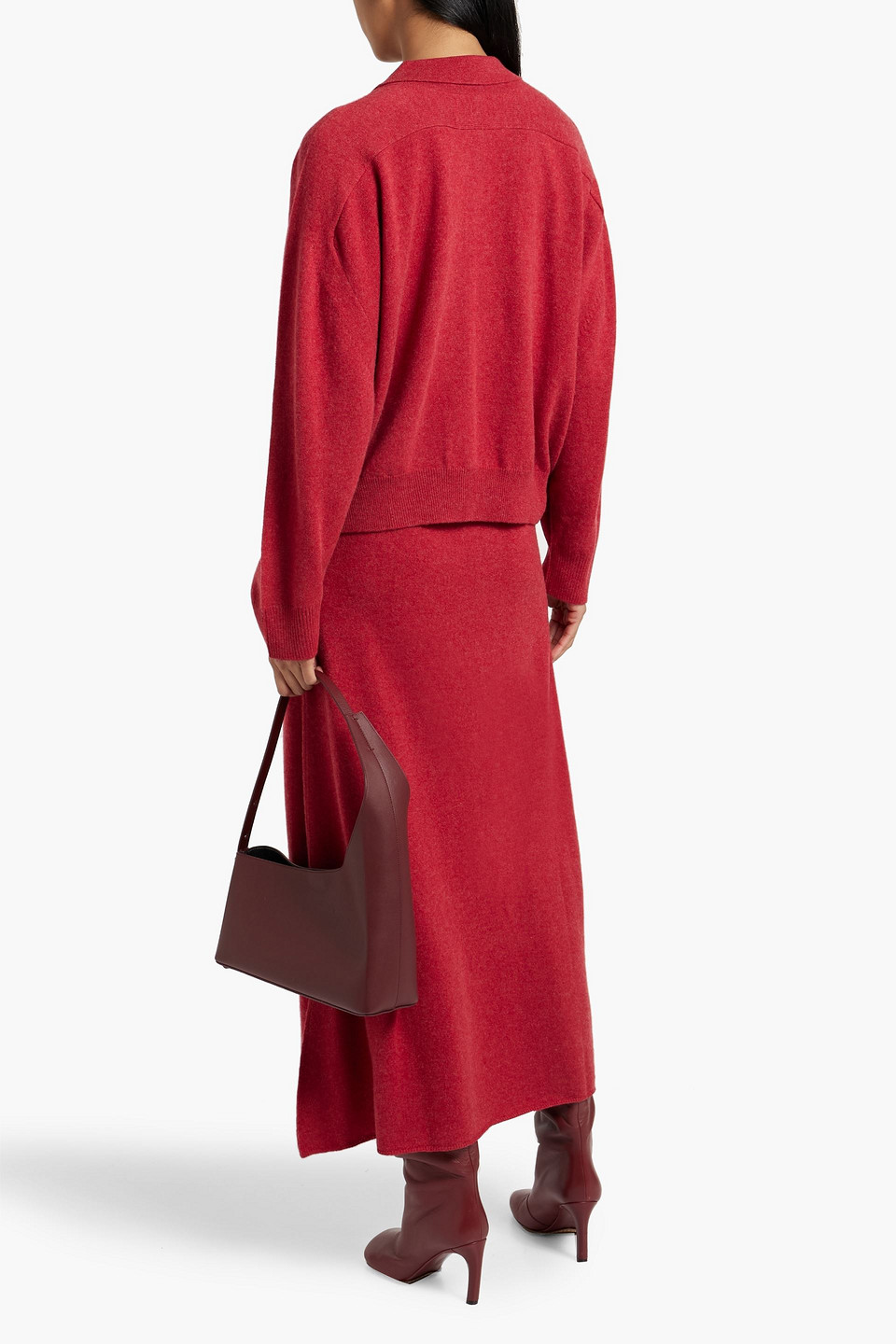 Shop Loulou Studio Atico Cashmere Maxi Skirt In Crimson