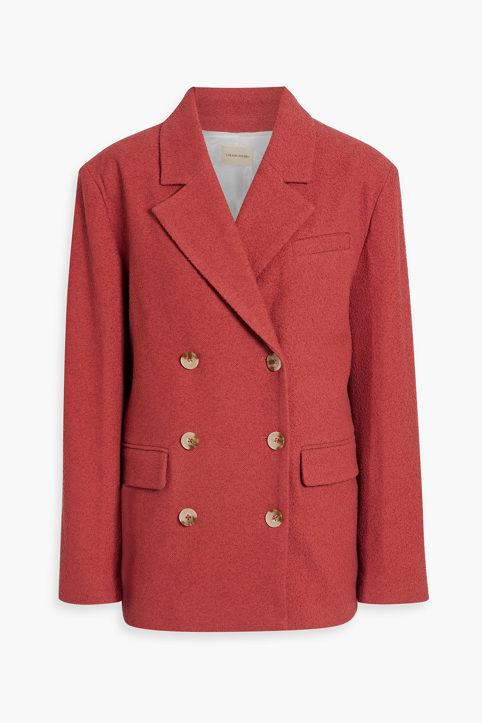 Loulou Studio Sara Double-breasted Cotton-blend Tweed Blazer In Crimson