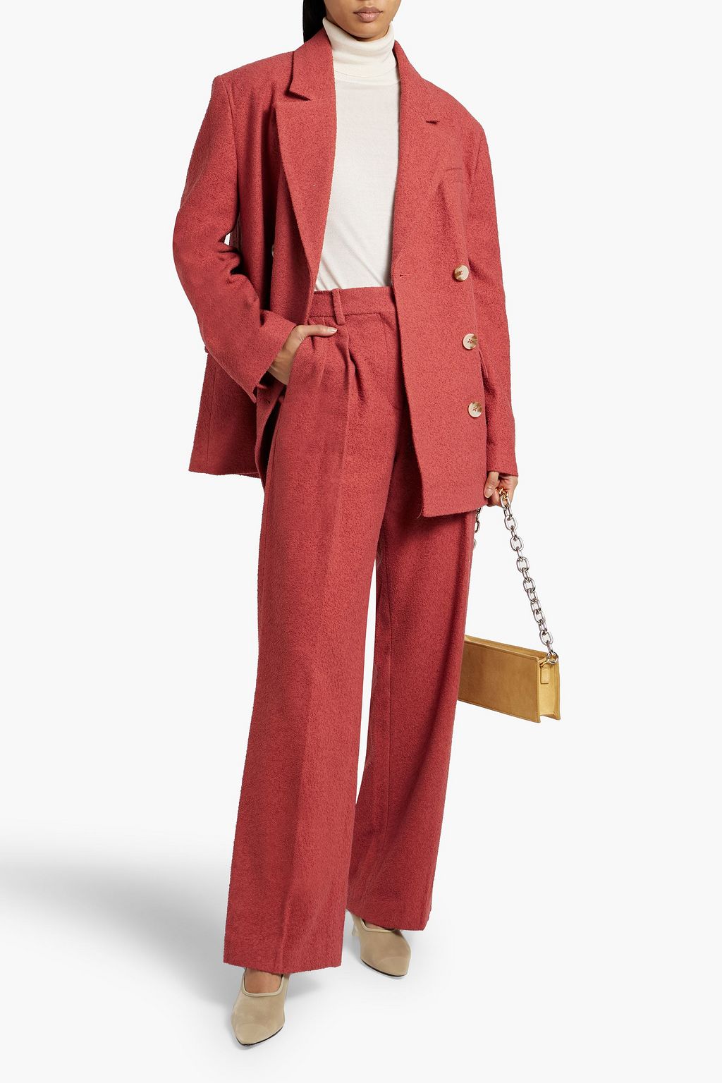 LOULOU STUDIO Double-breasted cotton-blend terry blazer
