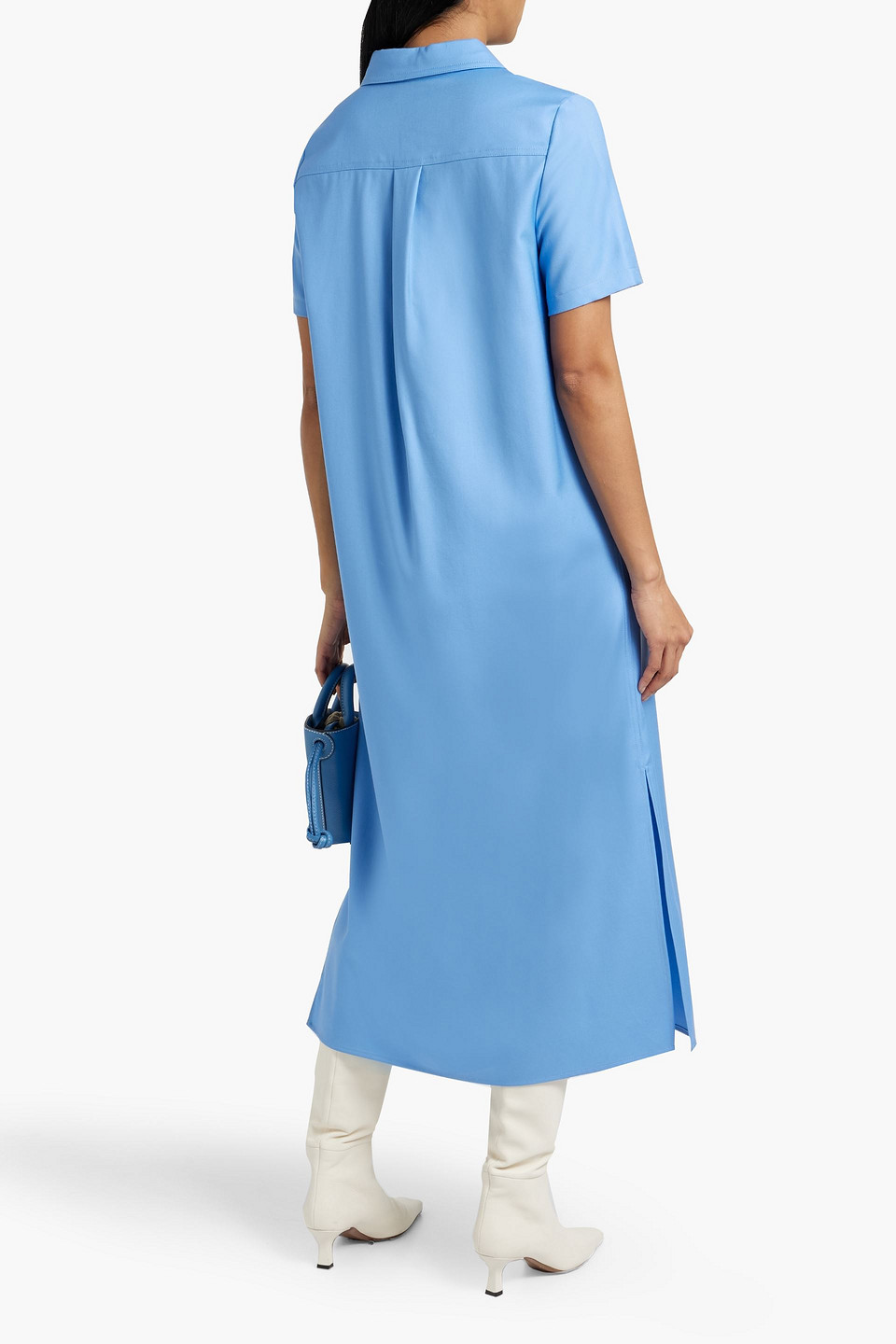 Shop Loulou Studio Bira Wool-twill Midi Shirt Dress In Light Blue