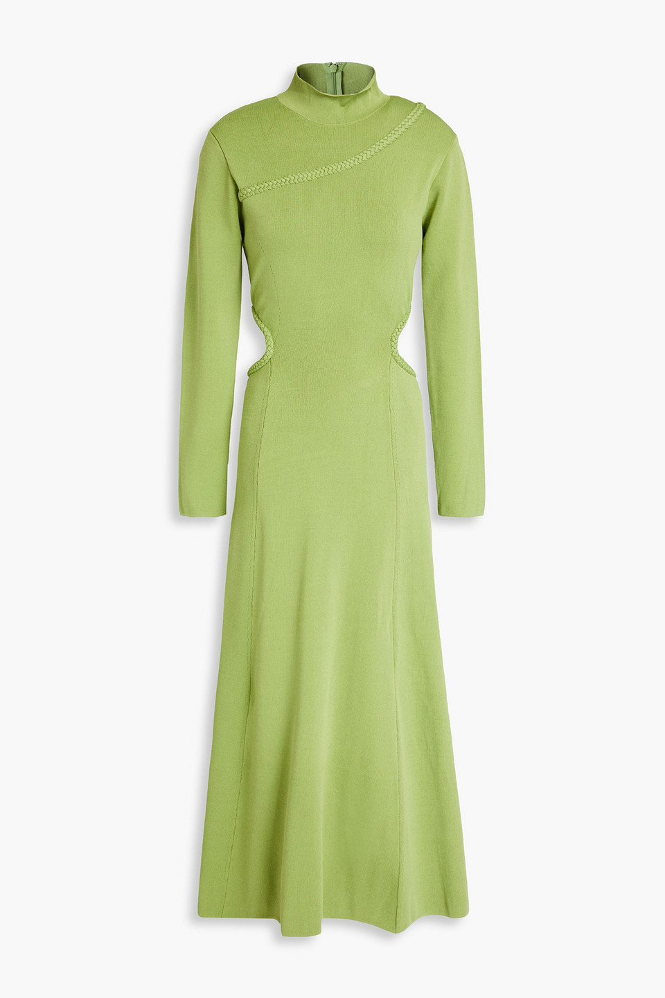 Aje Amelie Cutout Knitted Midi Dress In Light Green