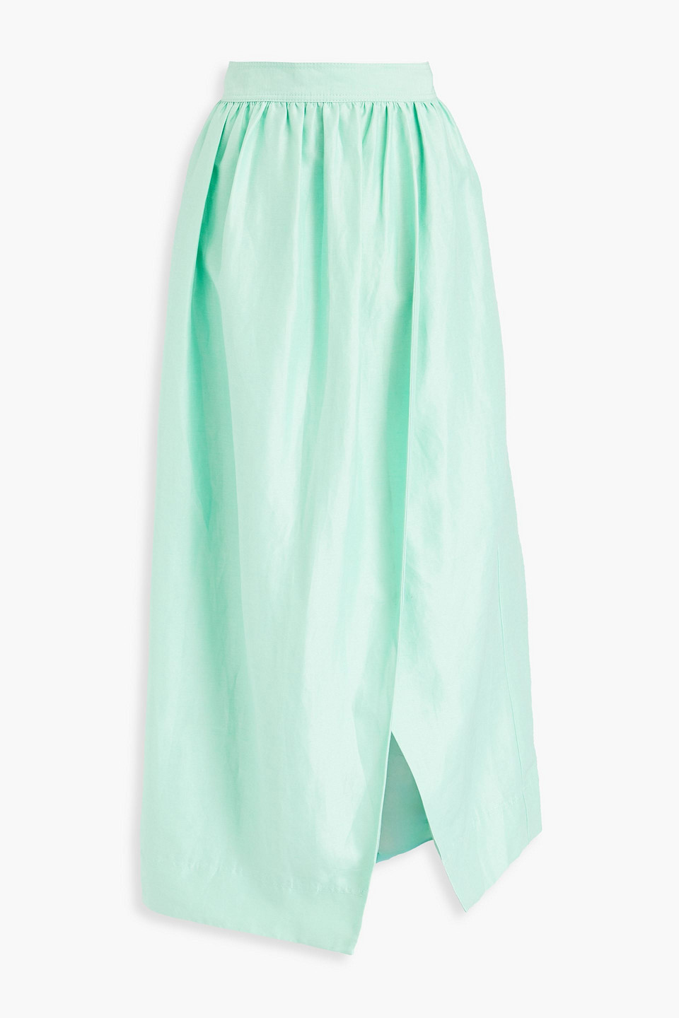 Aje Mirabelle Wrap-effect Linen-blend Maxi Skirt In Mint