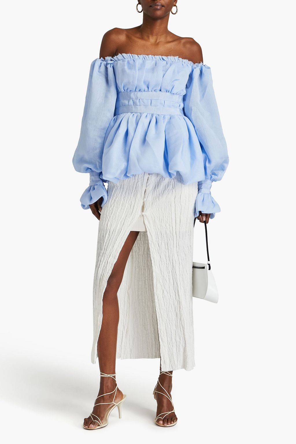 AJE. Divine off-the-shoulder organza top