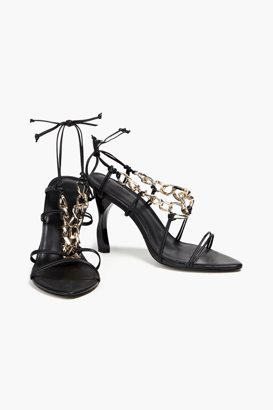 Shop Aje Astrid Chain-embellished Leather Sandals In Black