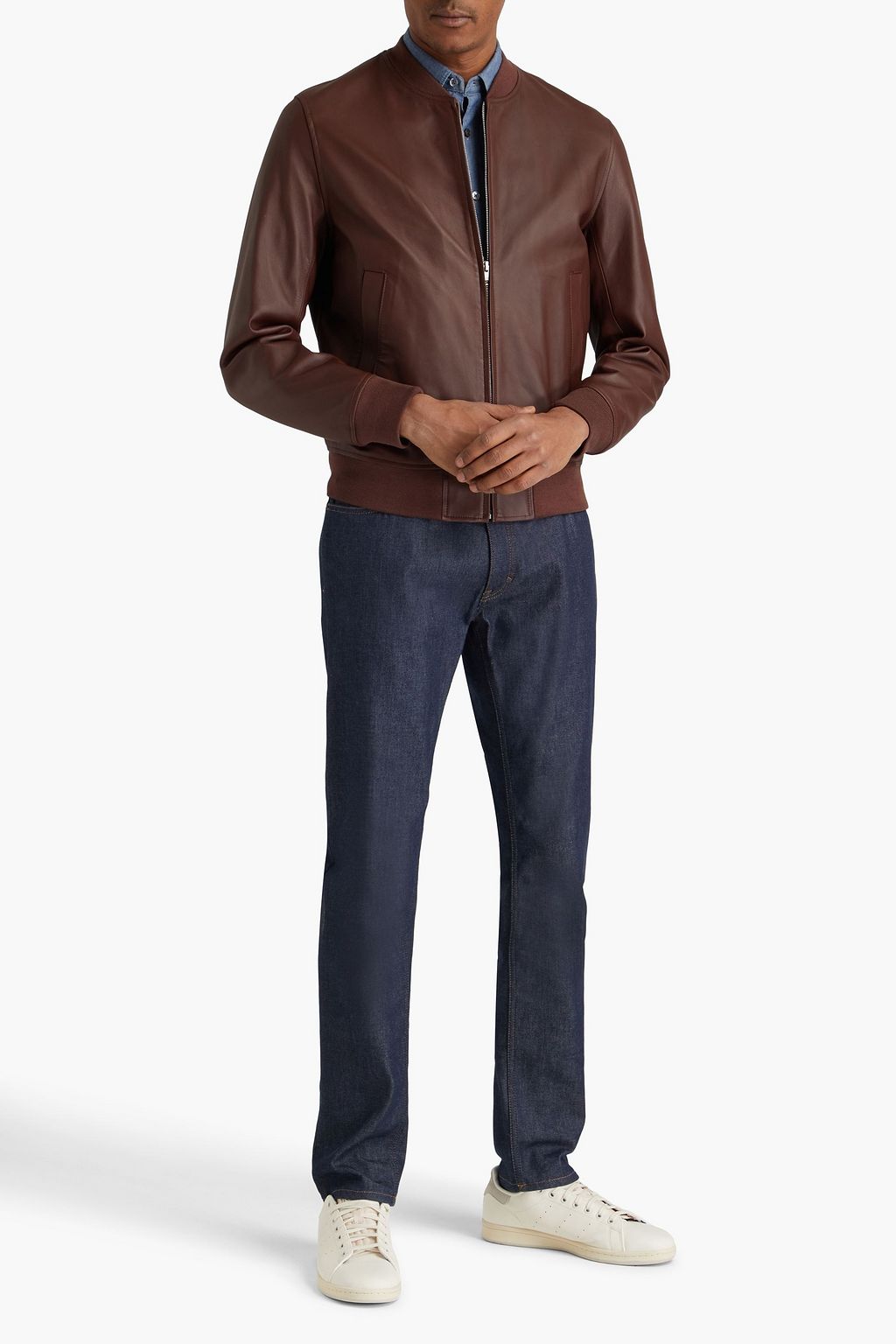 SANDRO Leather bomber jacket