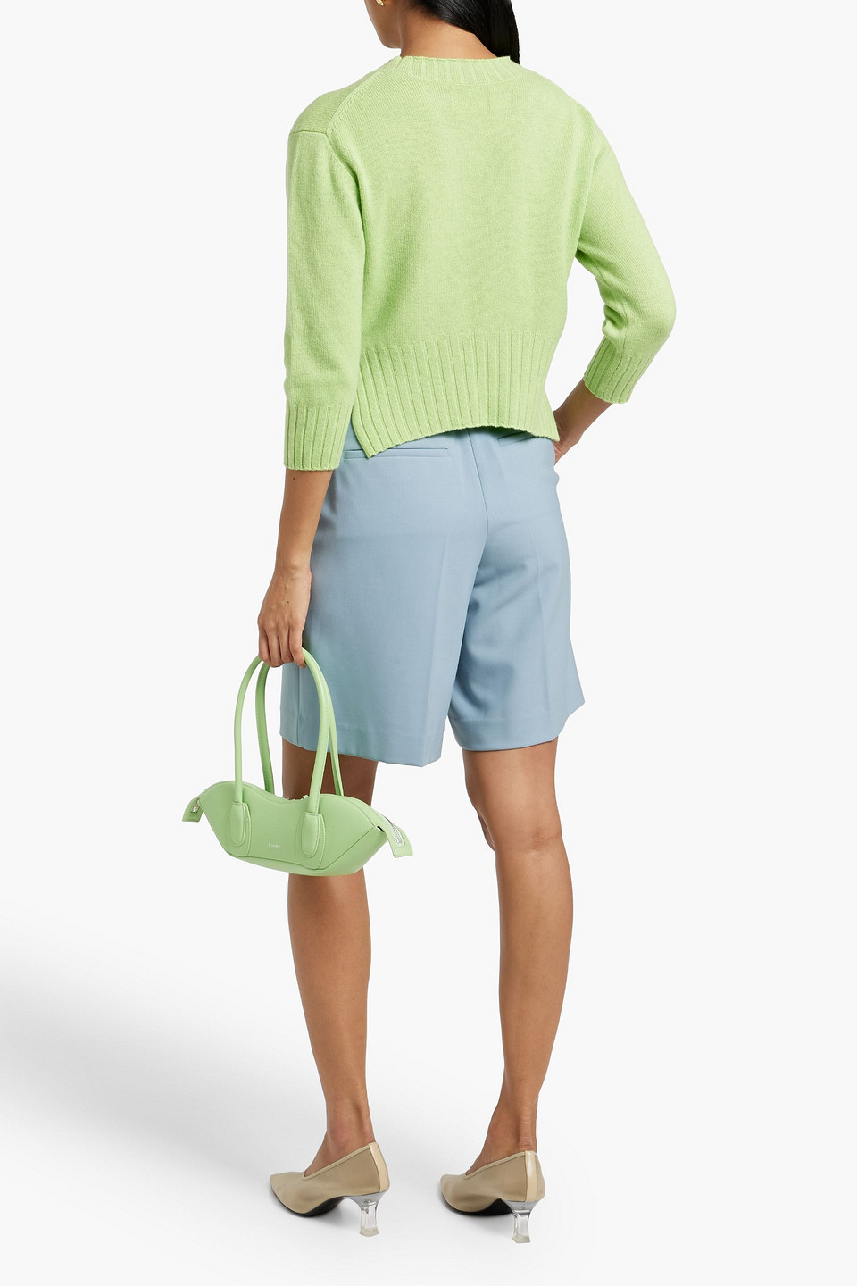 Loulou Studio Mora Cropped Cashmere Sweater In Light Green
