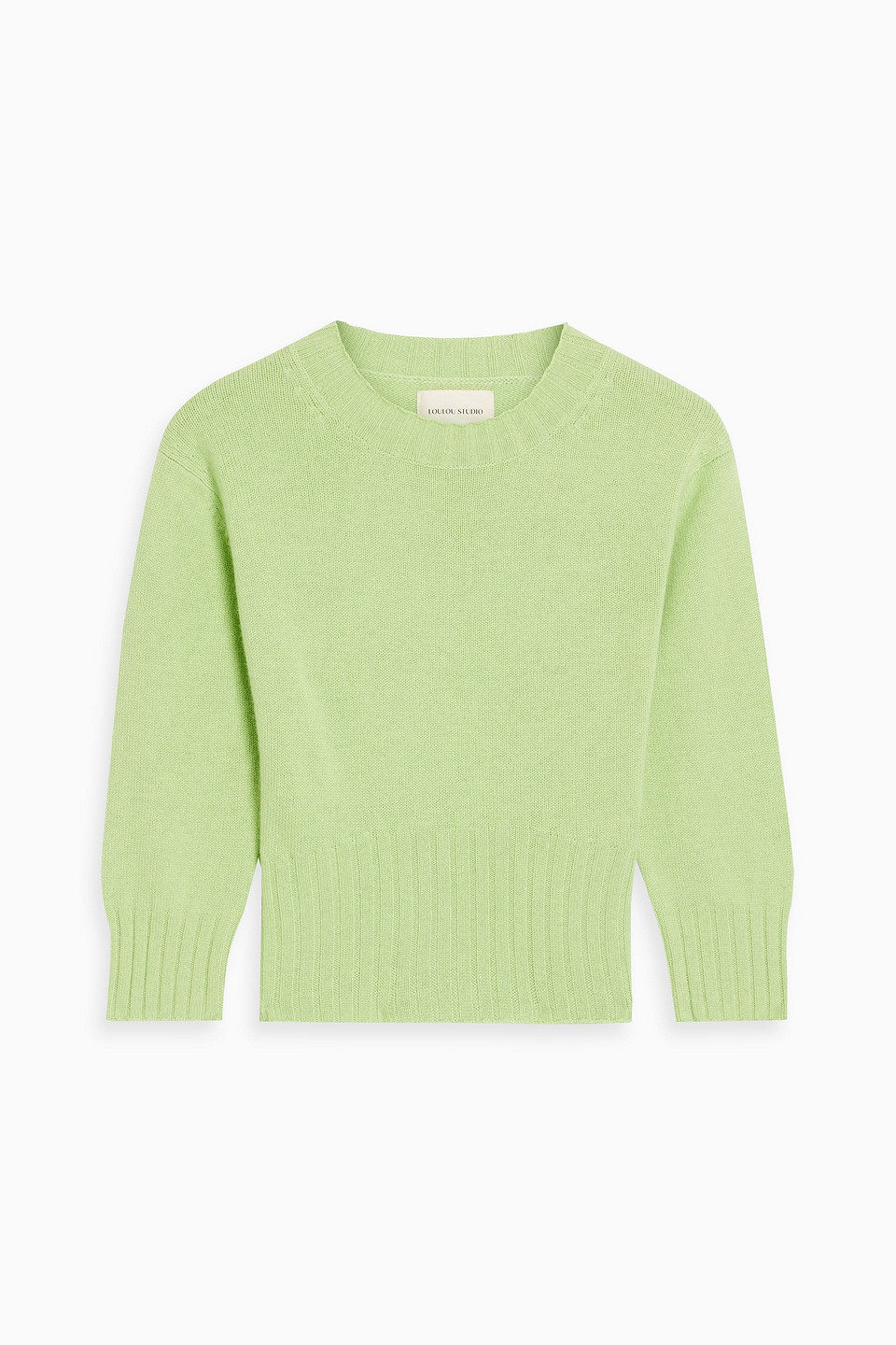 Loulou Studio Mora Cropped Cashmere Sweater In Light Green