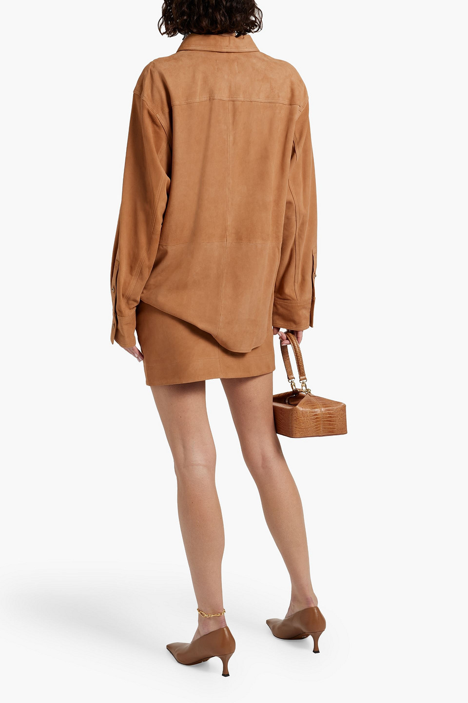 Shop Loulou Studio Veria Suede Mini Skirt In Camel