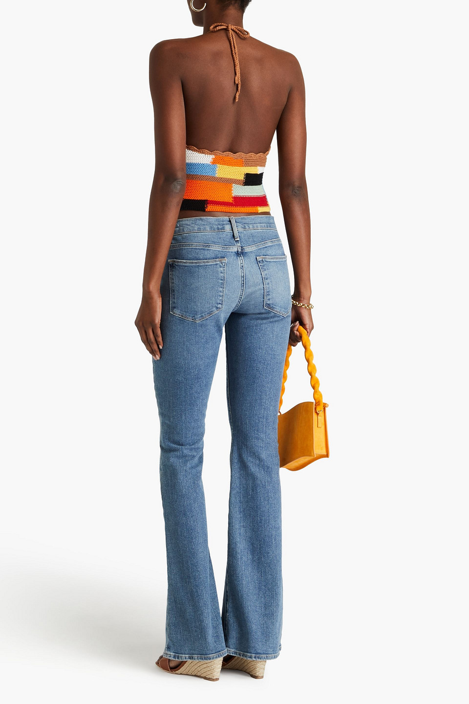 ALICE AND OLIVIA YESSINIA CROCHET KNIT COTTON AND WOOL-BLEND HALTERNECK TOP