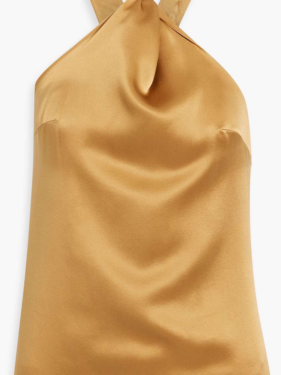 estor twist-front washed silk-satin halterneck tank