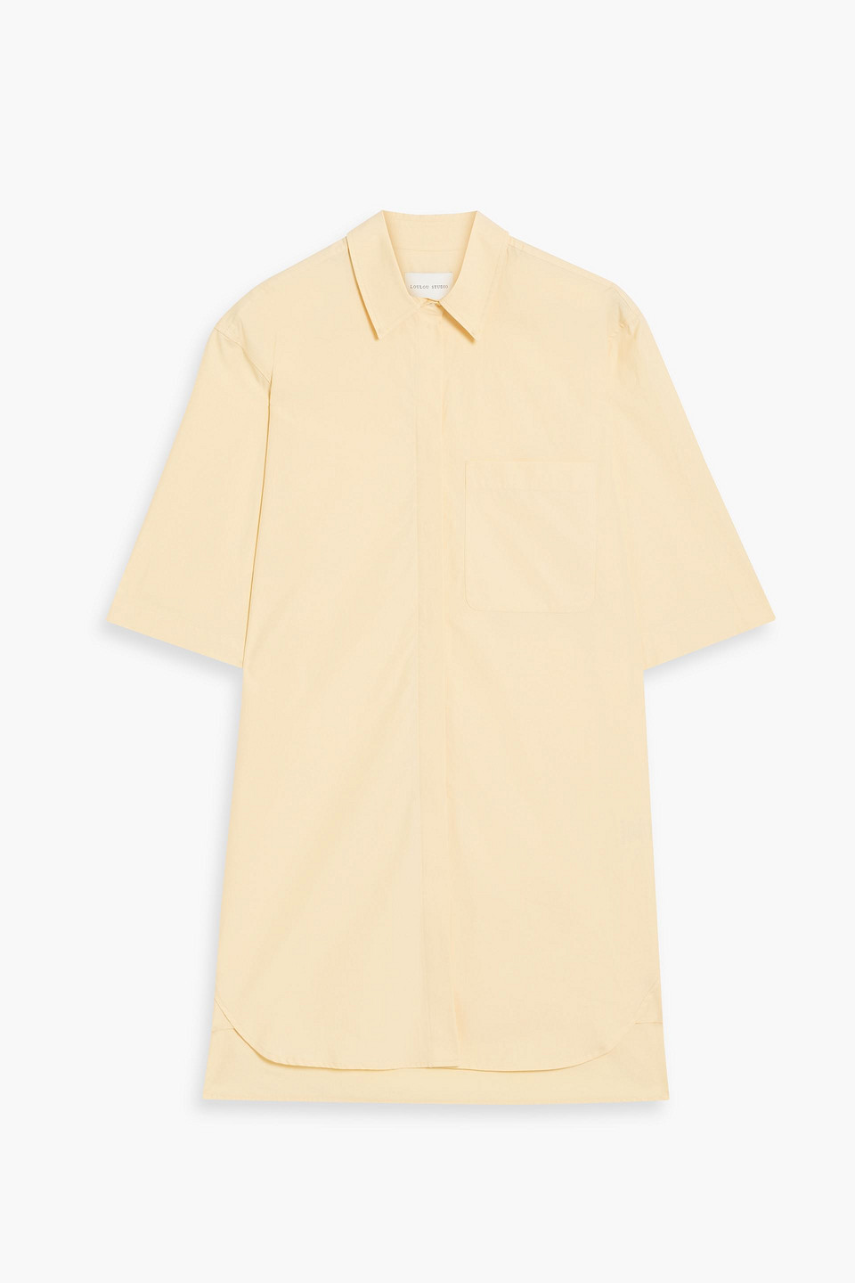 Loulou Studio Evora Cotton Mini Shirt Dress In Pastel Orange