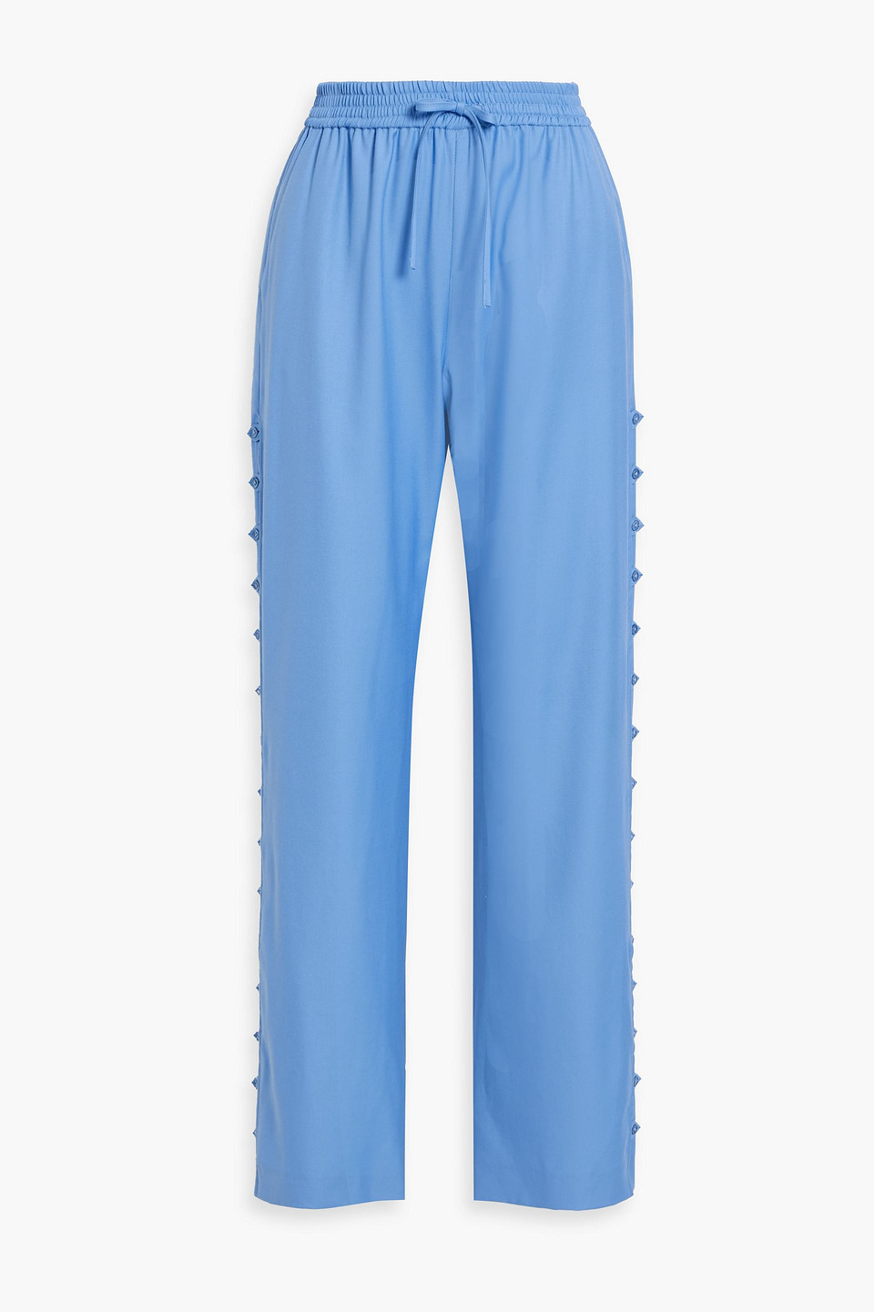 Loulou Studio Checa Button-detailed Wool-twill Wide-leg Pants In Light Blue