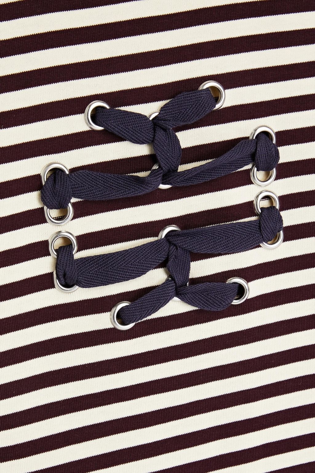TORY BURCH 장식 디테일 스트라이프 코튼 저지 티셔츠