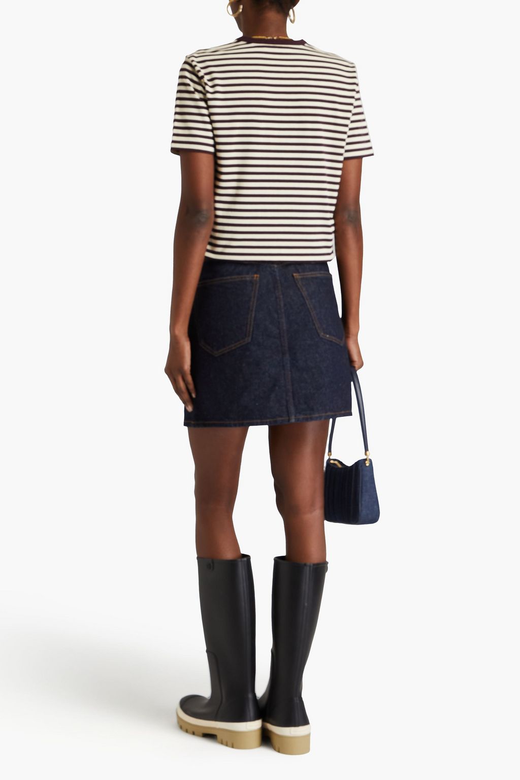 TORY BURCH 장식 디테일 스트라이프 코튼 저지 티셔츠