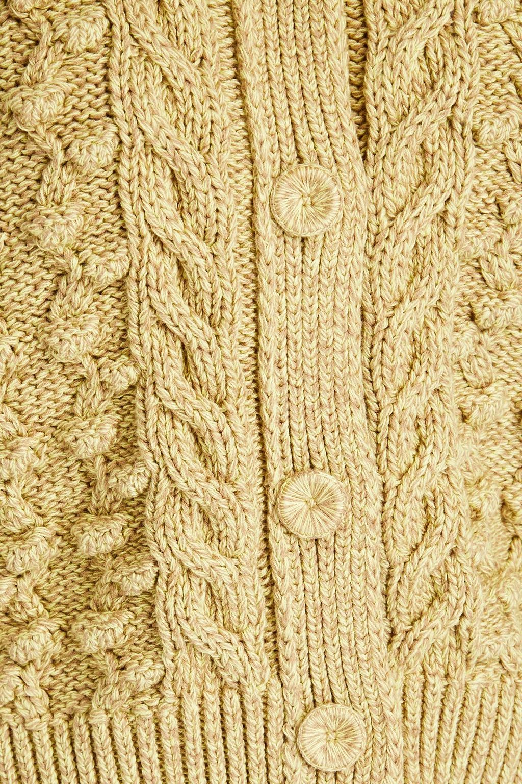 TORY BURCH Mélange cable-knit cotton cardigan