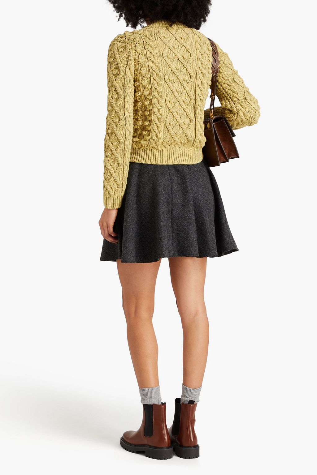TORY BURCH Mélange cable-knit cotton cardigan