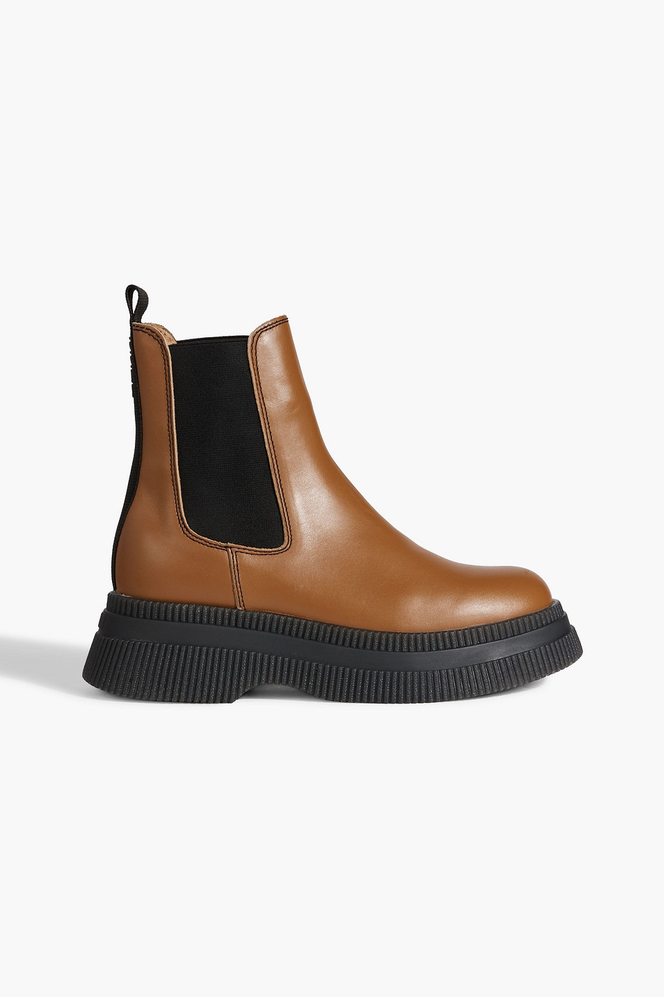 Ganni Leather Platform Chelsea Boots In Tan