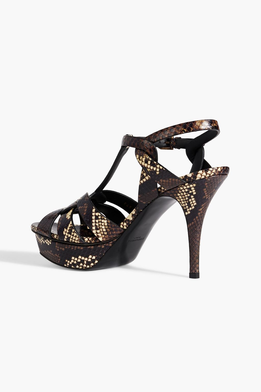 SAINT LAURENT Tribute woven snake-effect leather platform sandals