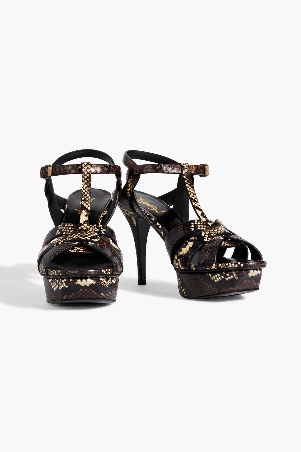 SAINT LAURENT Tribute woven snake-effect leather platform sandals