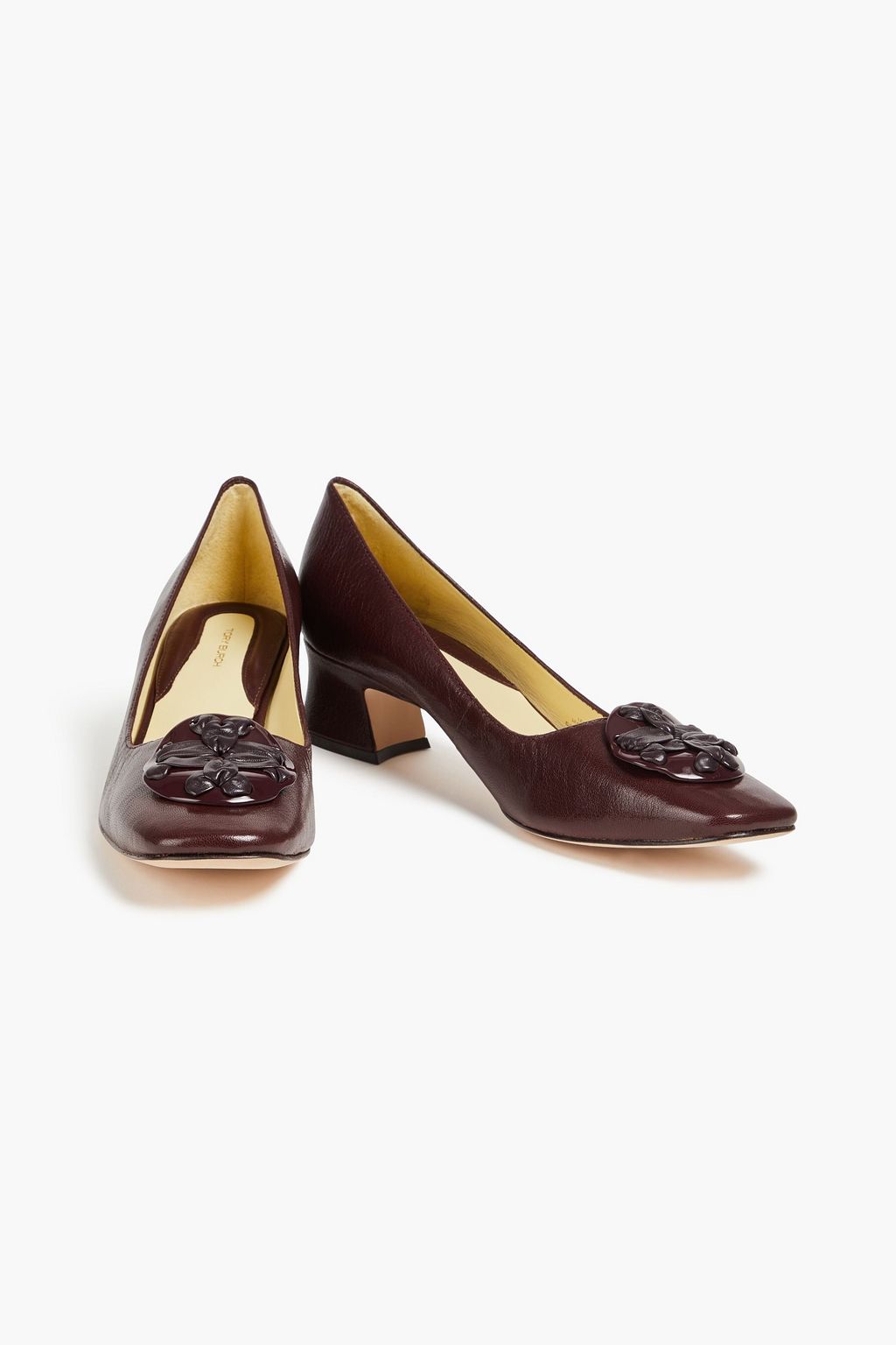 TORY BURCH Embellished textured-leather pumps