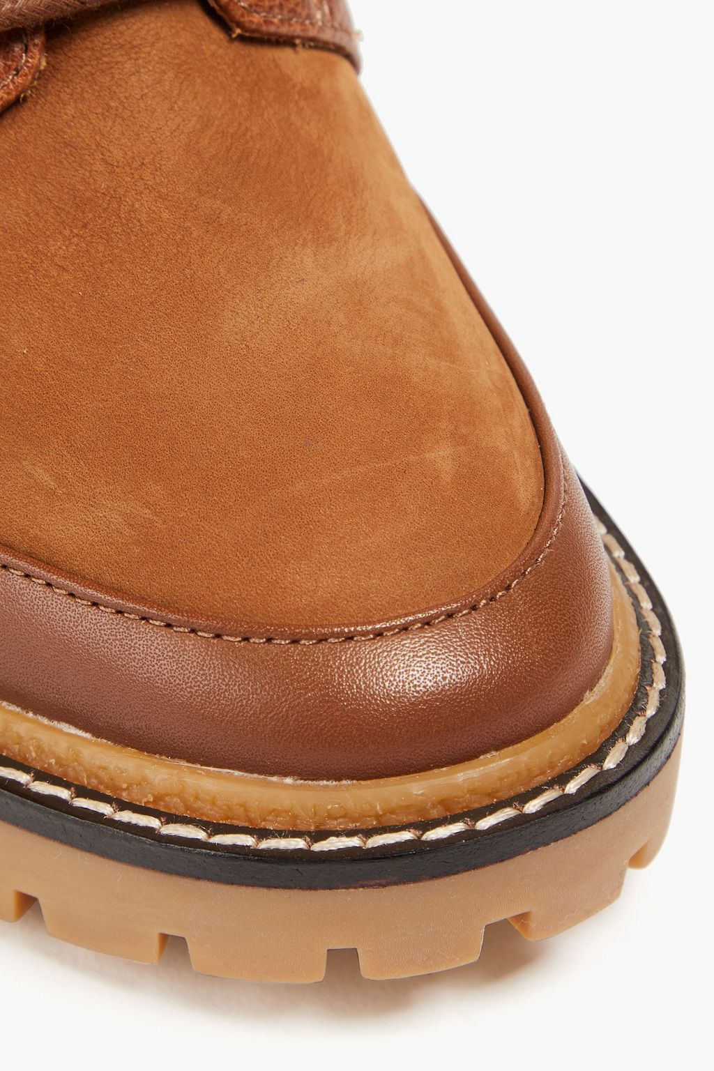 TORY BURCH Miller ペブル加工レザー&ヌバック アンクルブーツ