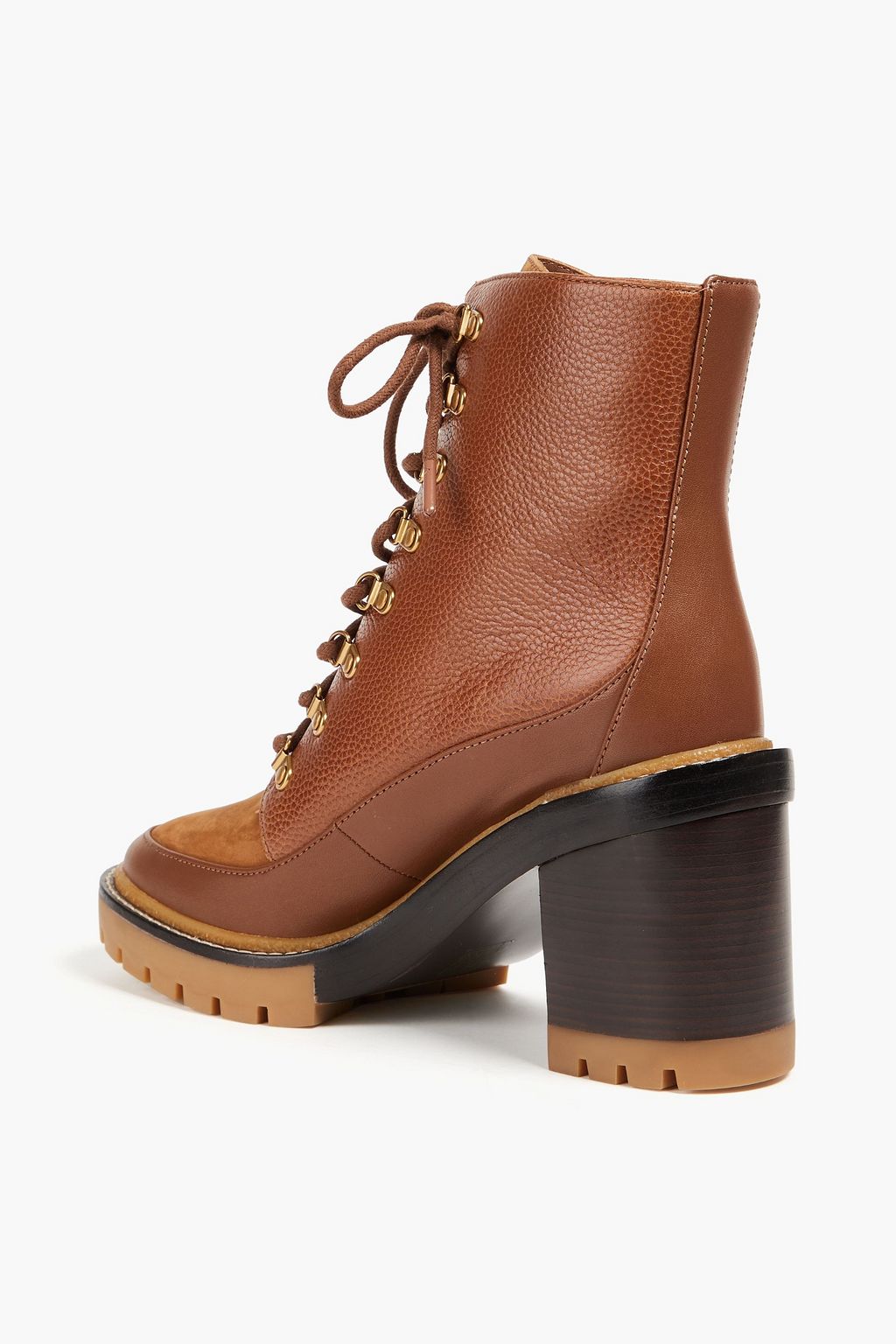 TORY BURCH Miller ペブル加工レザー&ヌバック アンクルブーツ