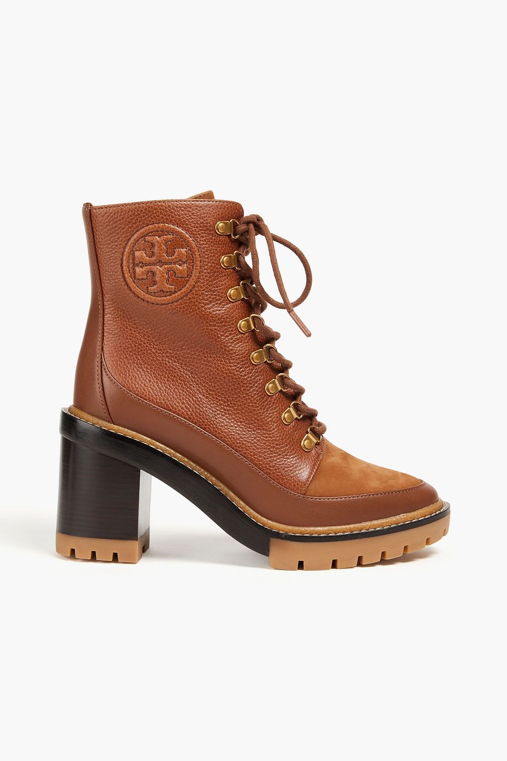 TORY BURCH Miller pebbled leather and nubuck ankle boots THE OUTNET