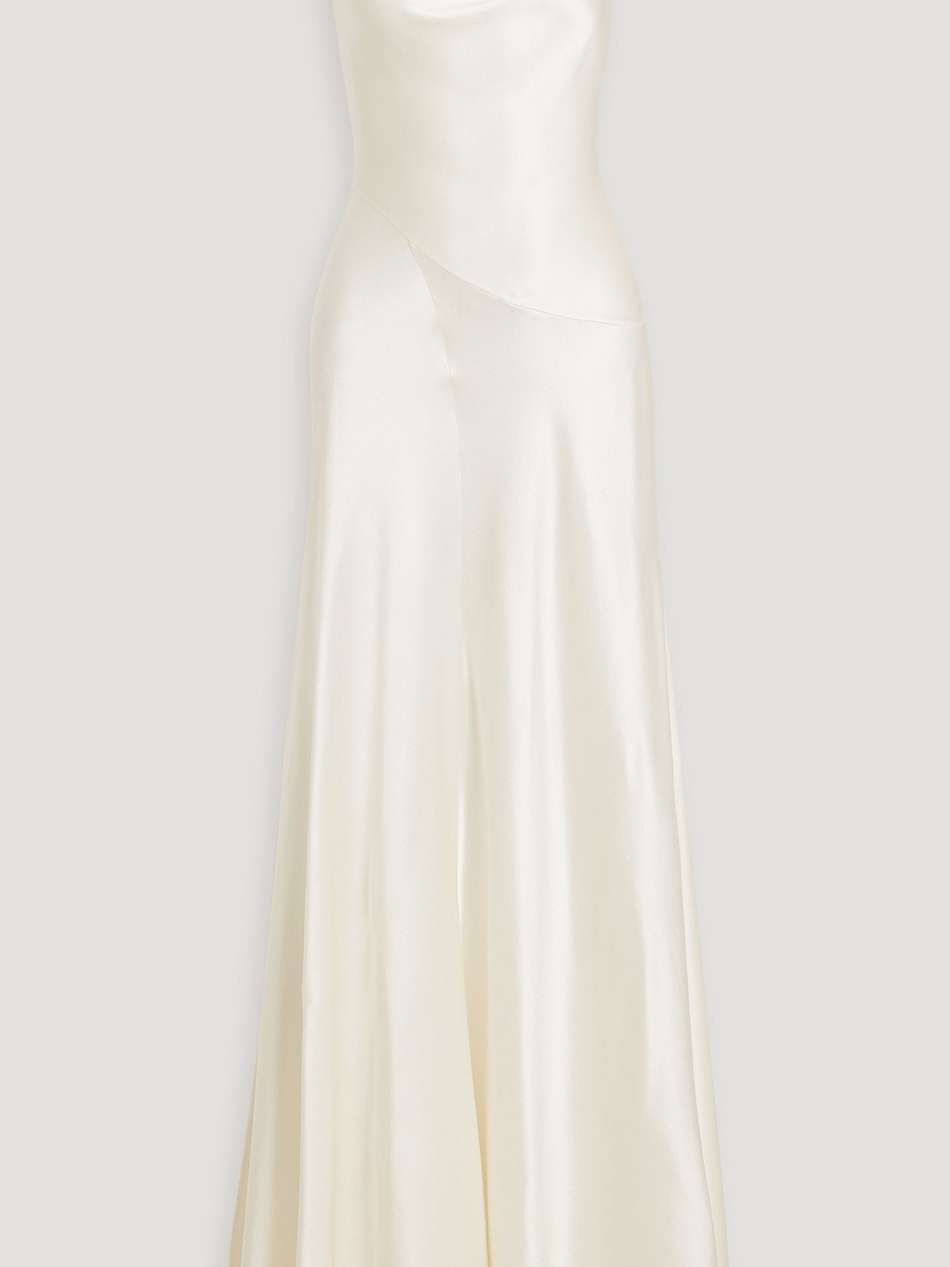 draped silk-satin bridal gown