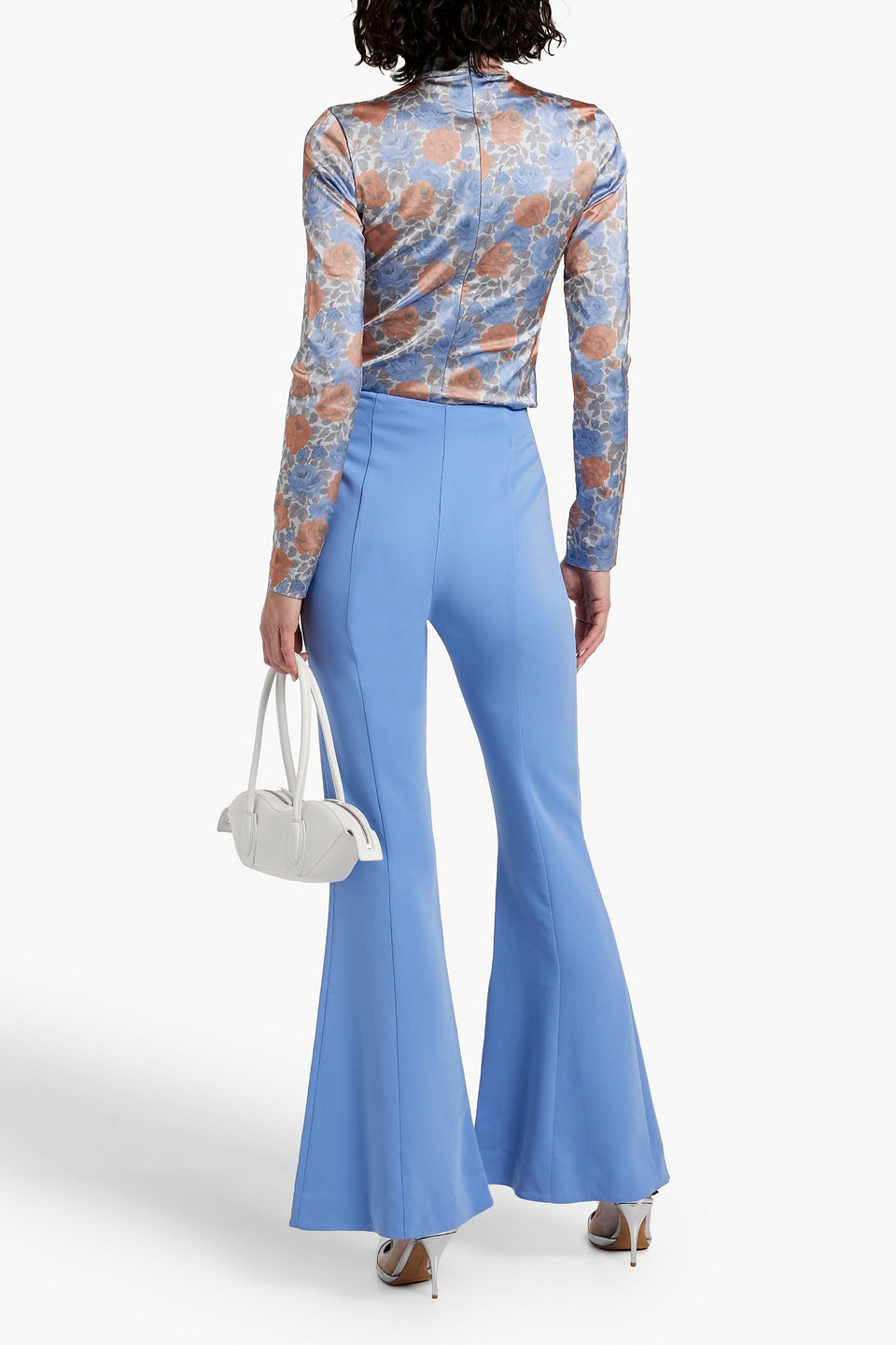 Shop Diane Von Furstenberg Barcelona Crepe Flared Pants In Light Blue