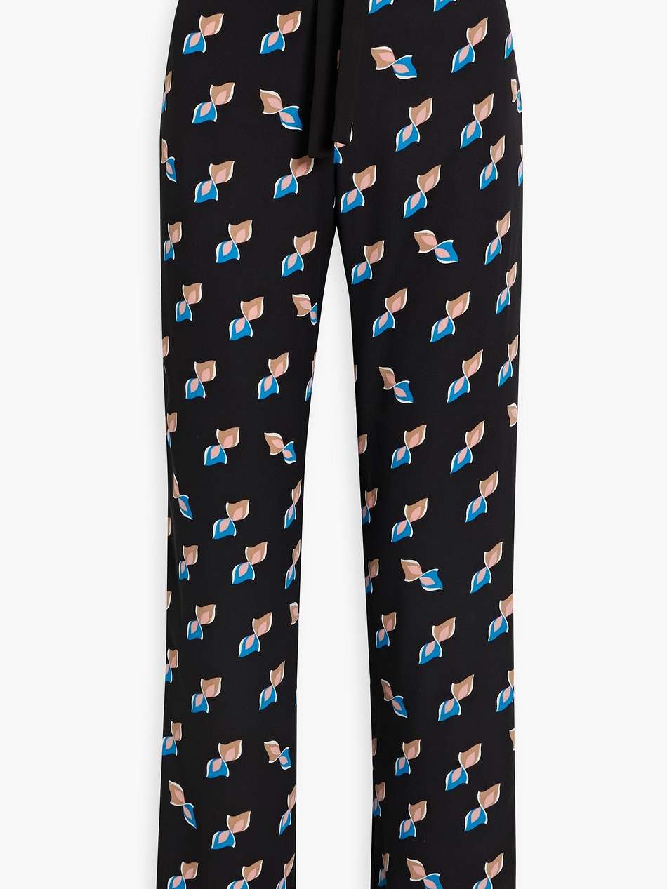 veronica printed crepe de chine straight-leg pants